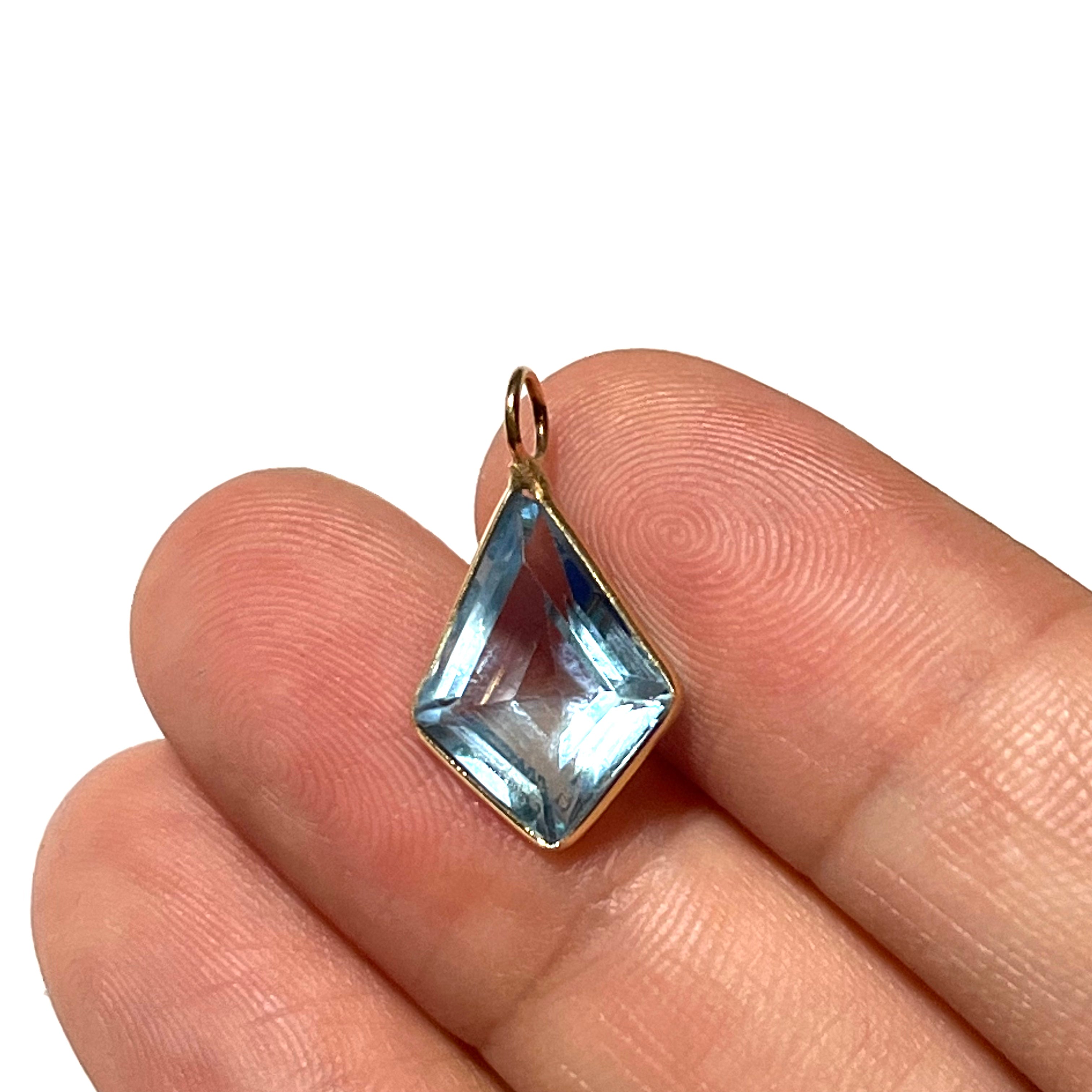 4.85ct Natural Blue Topaz 14K Yellow Gold Pendant Charm