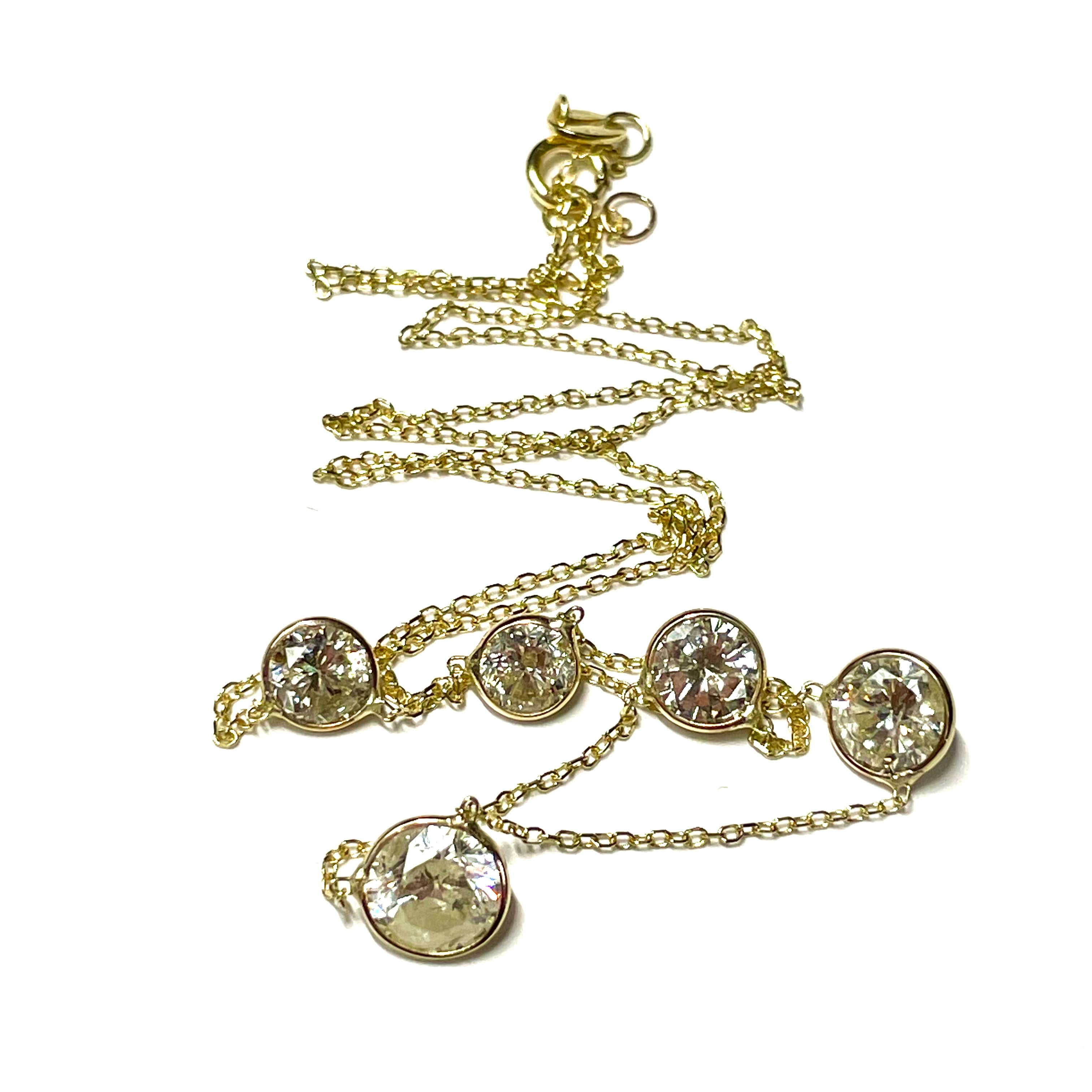 3.34CTW Diamond 14K Yellow Gold Necklace