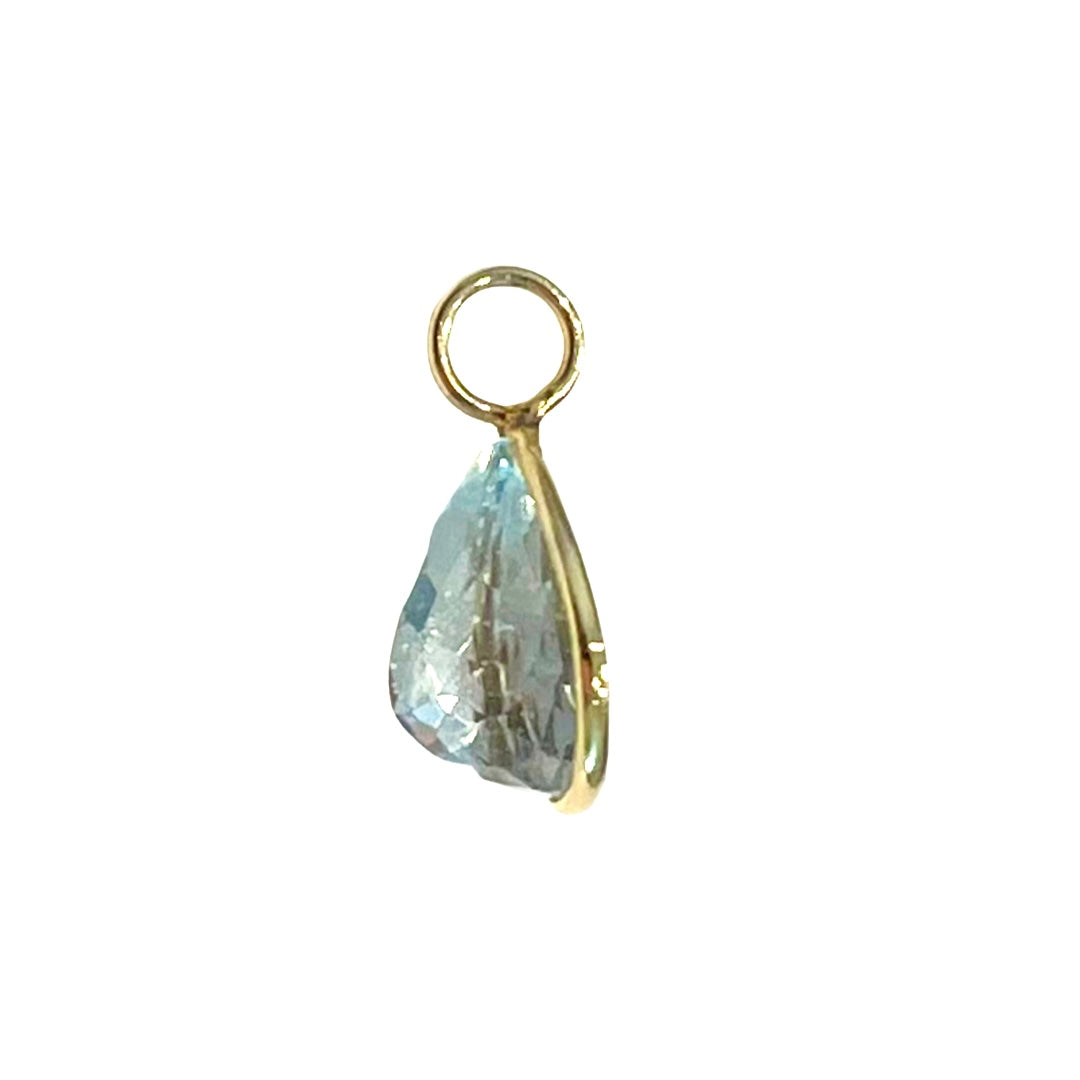 Natural Pear Aquamarine 14K Yellow Gold Pendant Charm 11x8mm