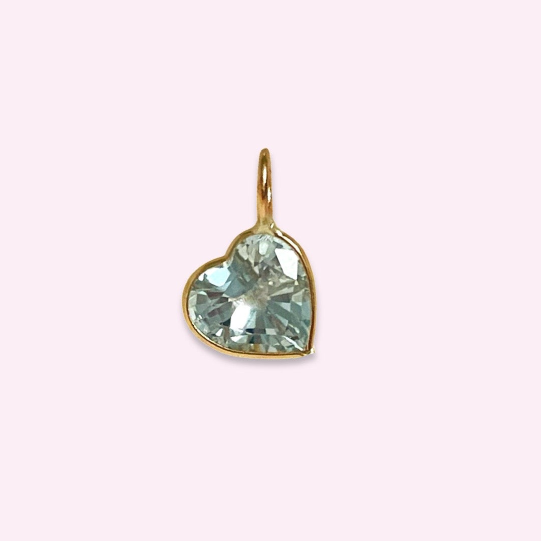 1.5CT Natural Blue Heart Topaz 14K Yellow Gold Pendant Charm 11x7mm