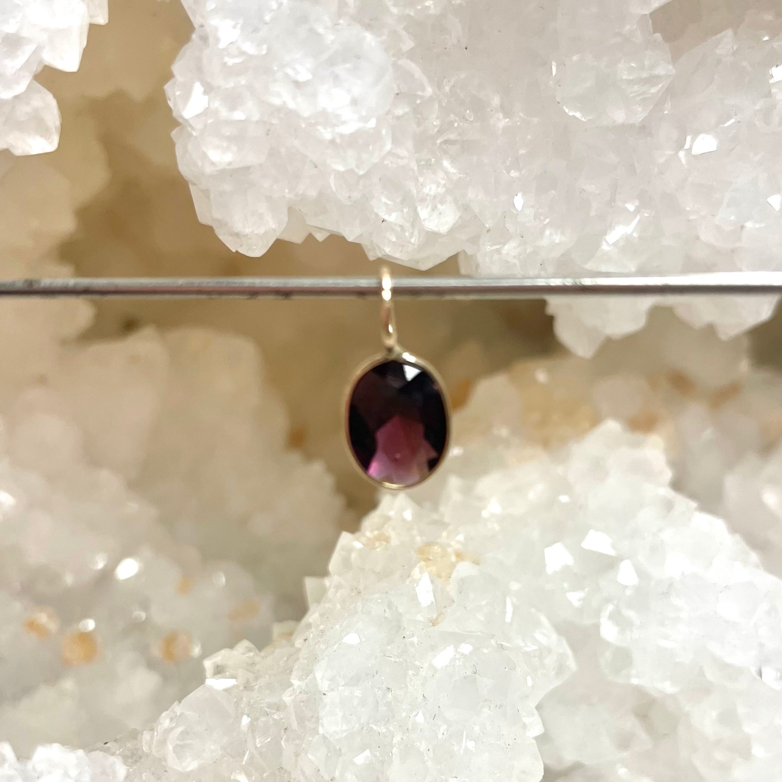 Natural Garnet 14K Yellow Gold Pendant Charm