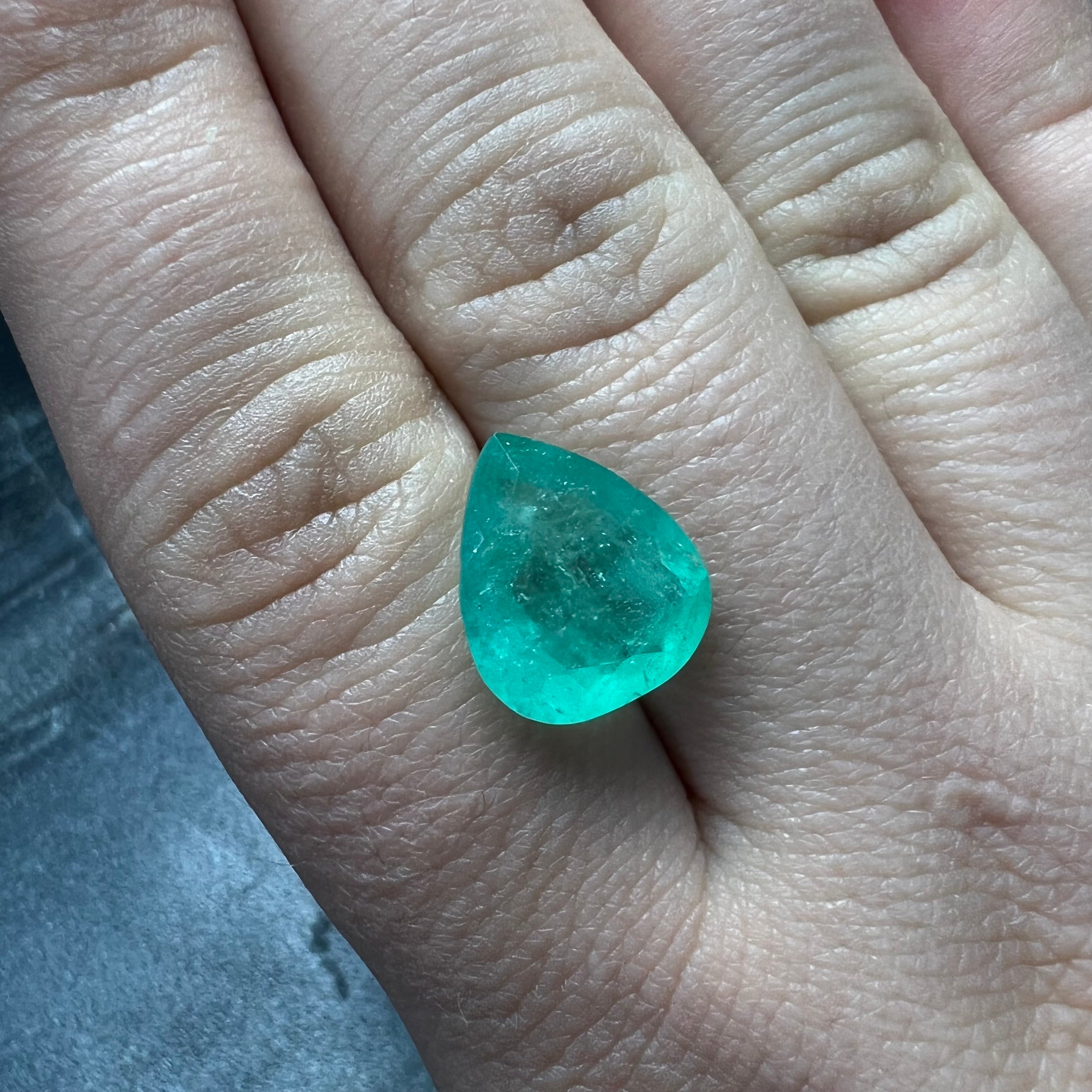 6.14CT Natural Colombian Emerald Loose Pear Cut 14x11