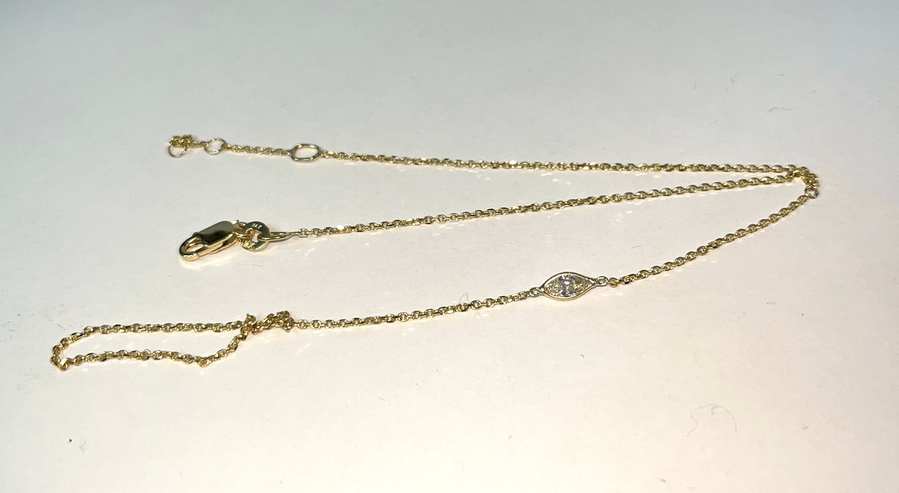 Marquise Diamond Hand Chain in solid 14k Yellow Gold