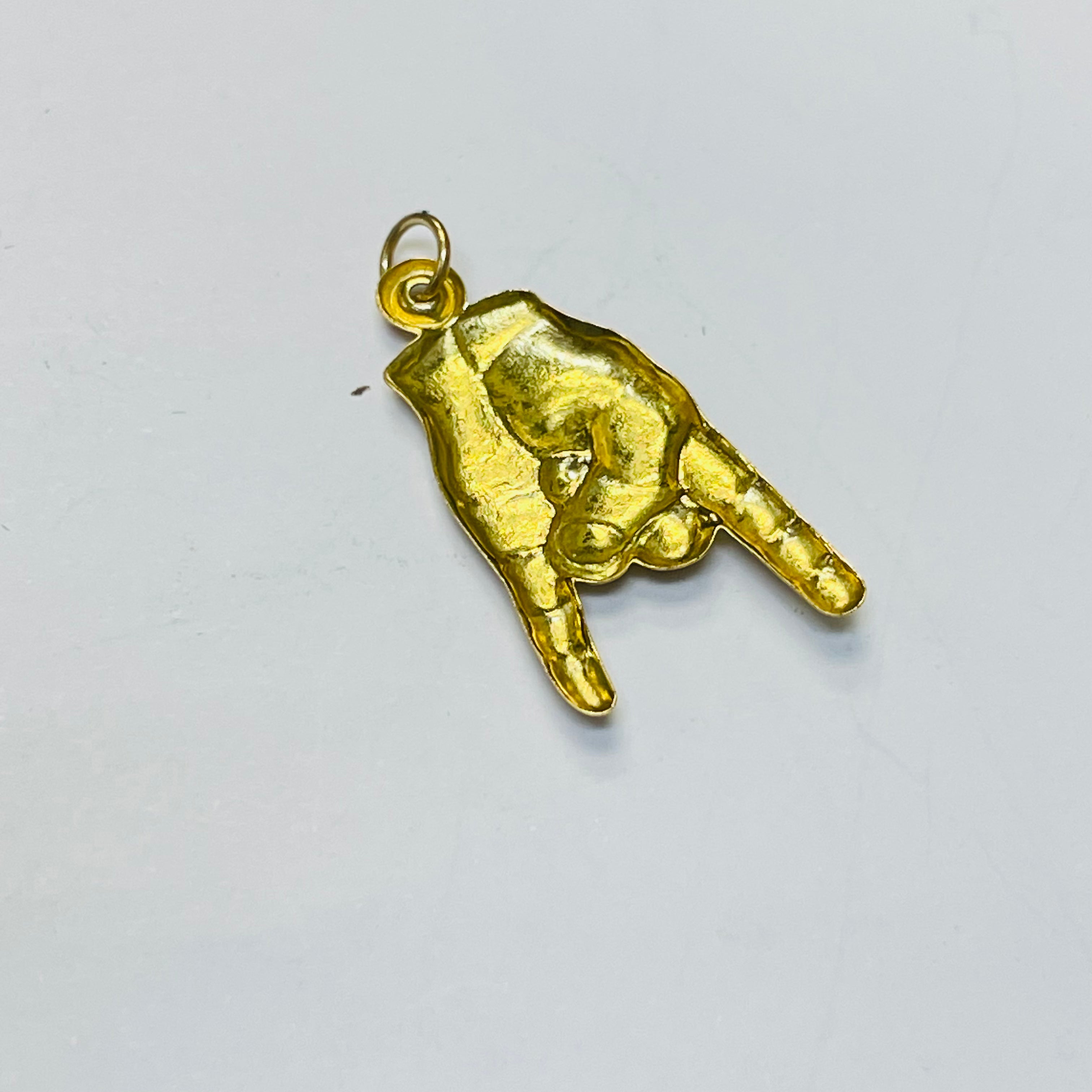 10K Yellow Gold Hang Loose Hand Pendant Charm