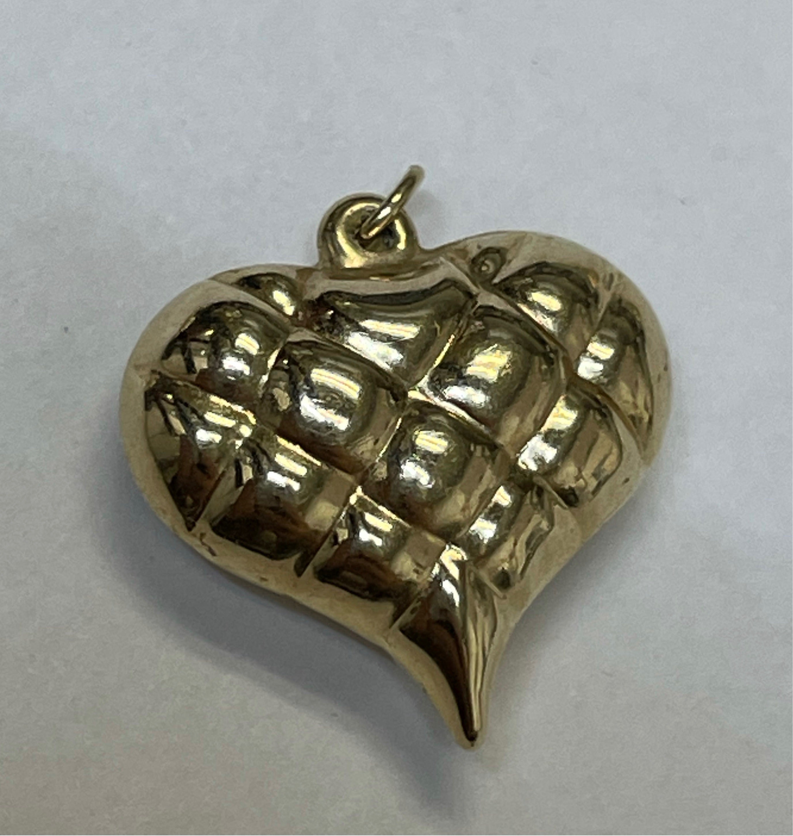 14K Yellow Gold Puffy Heart Pendant Charm