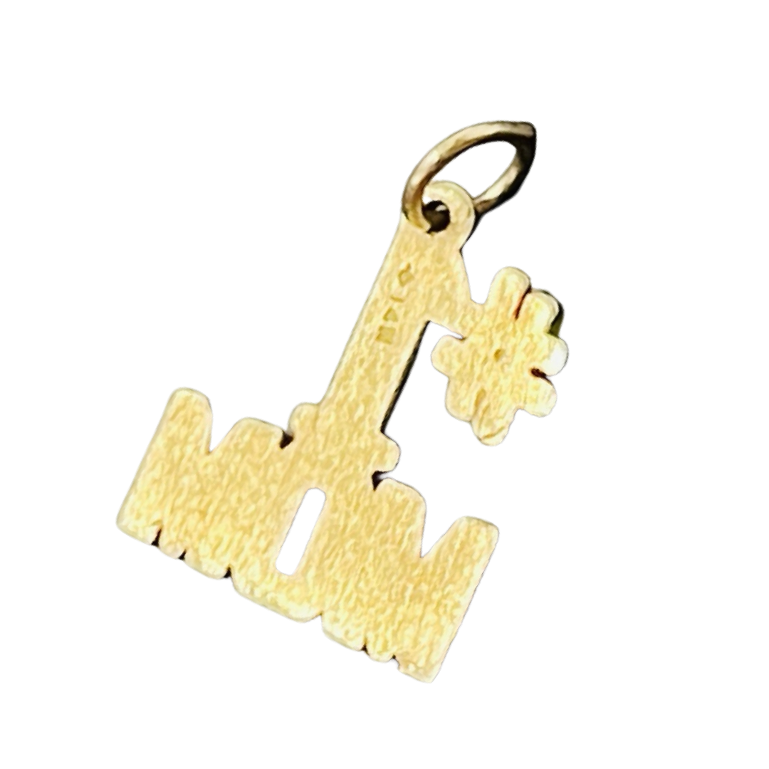 Number 1 Mom 14K Gold Charm Pendant