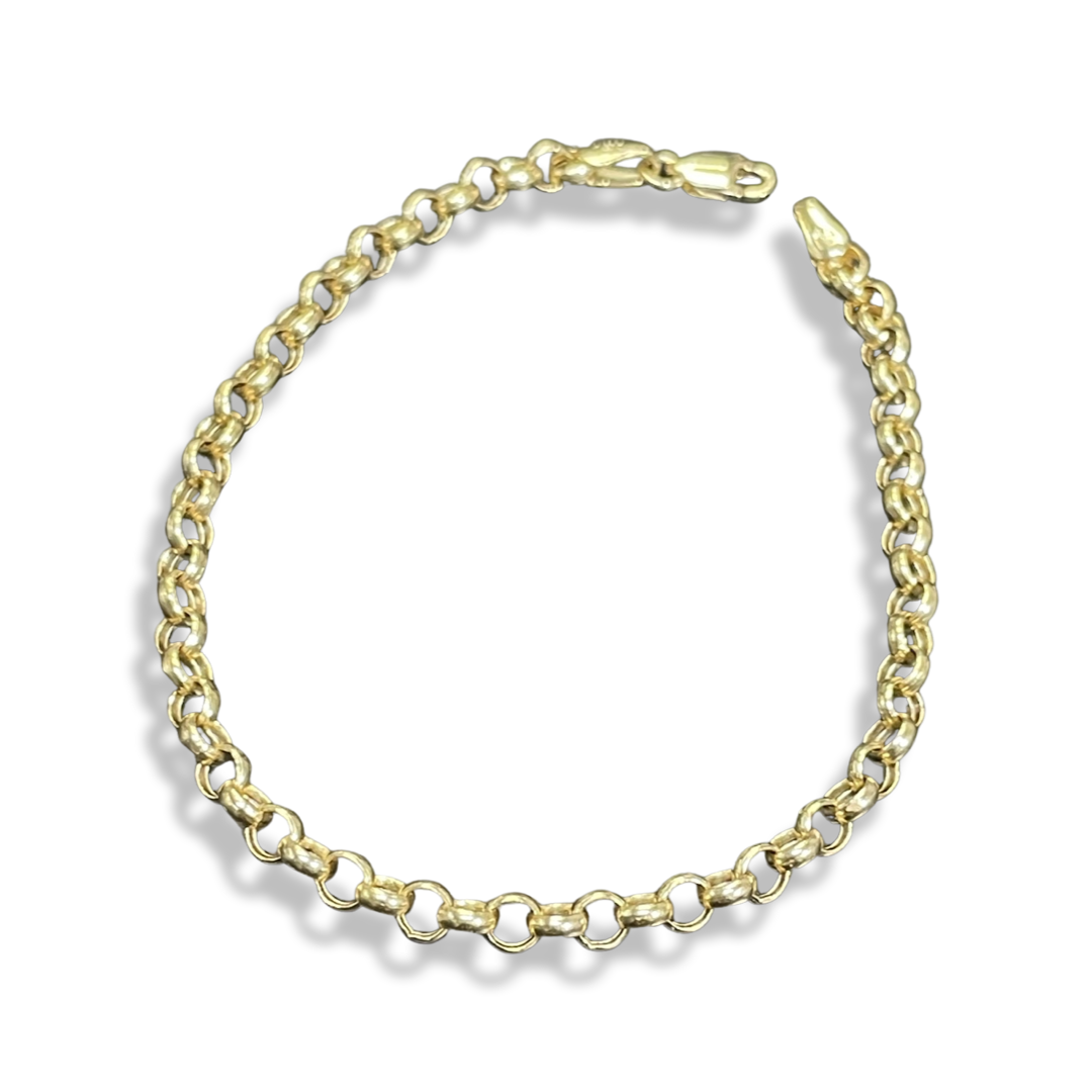 7” 4mm 14K Yellow Gold Rolo Chain Bracelet