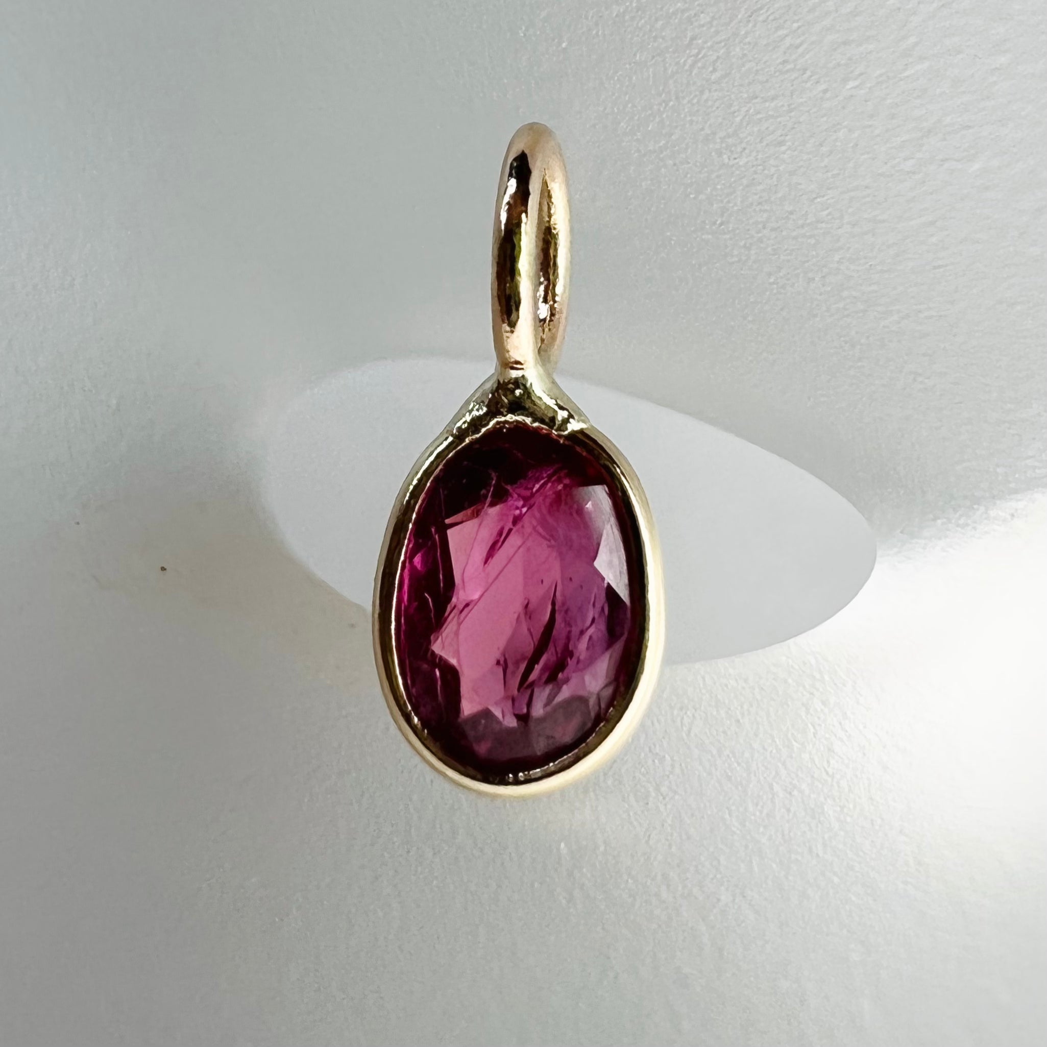 .59CT Natural Oval Ruby 14K Yellow Gold Pendant Charm 10x4mm