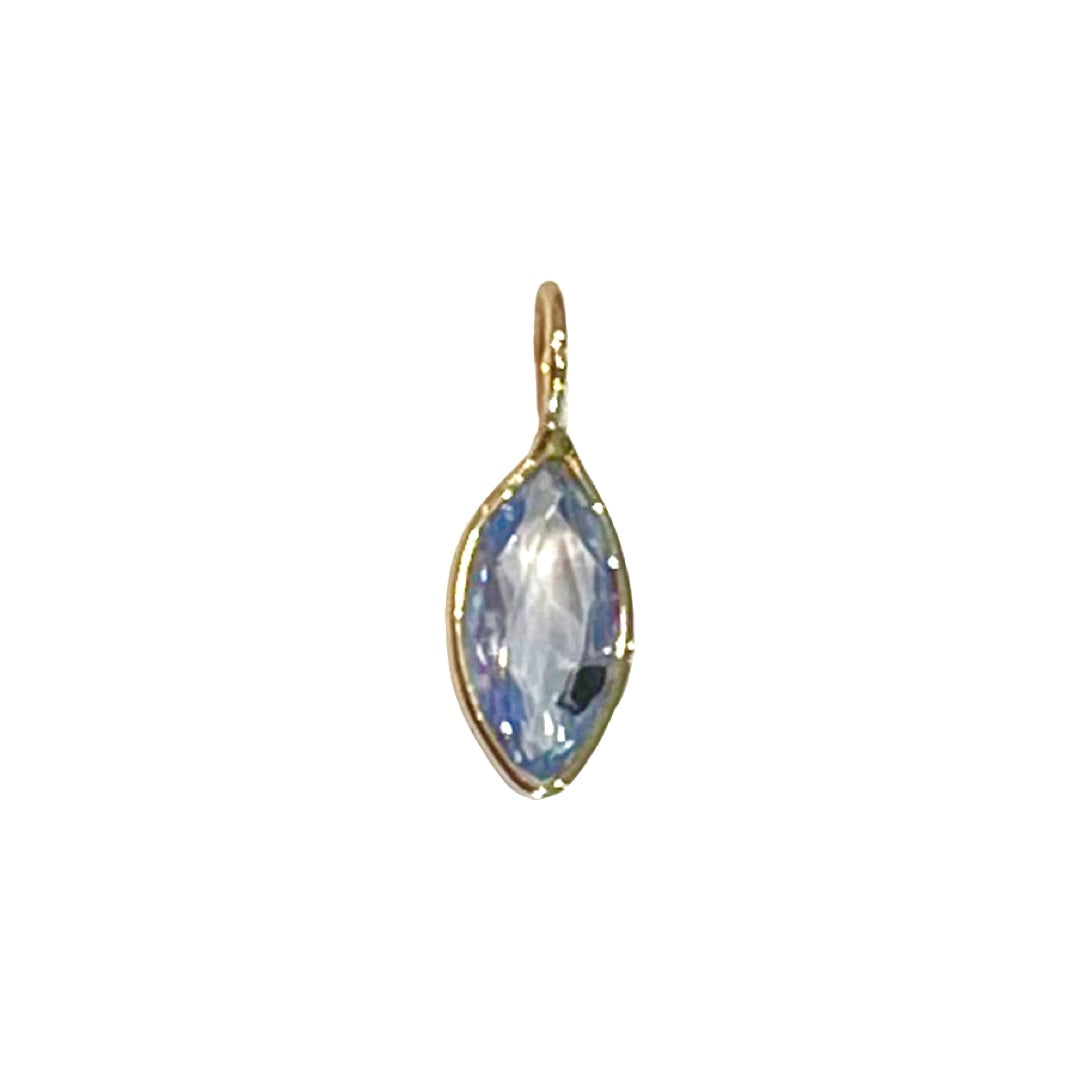 Natural Marquise Sapphire 14K Yellow Gold Pendant Charm 15x5.5mm