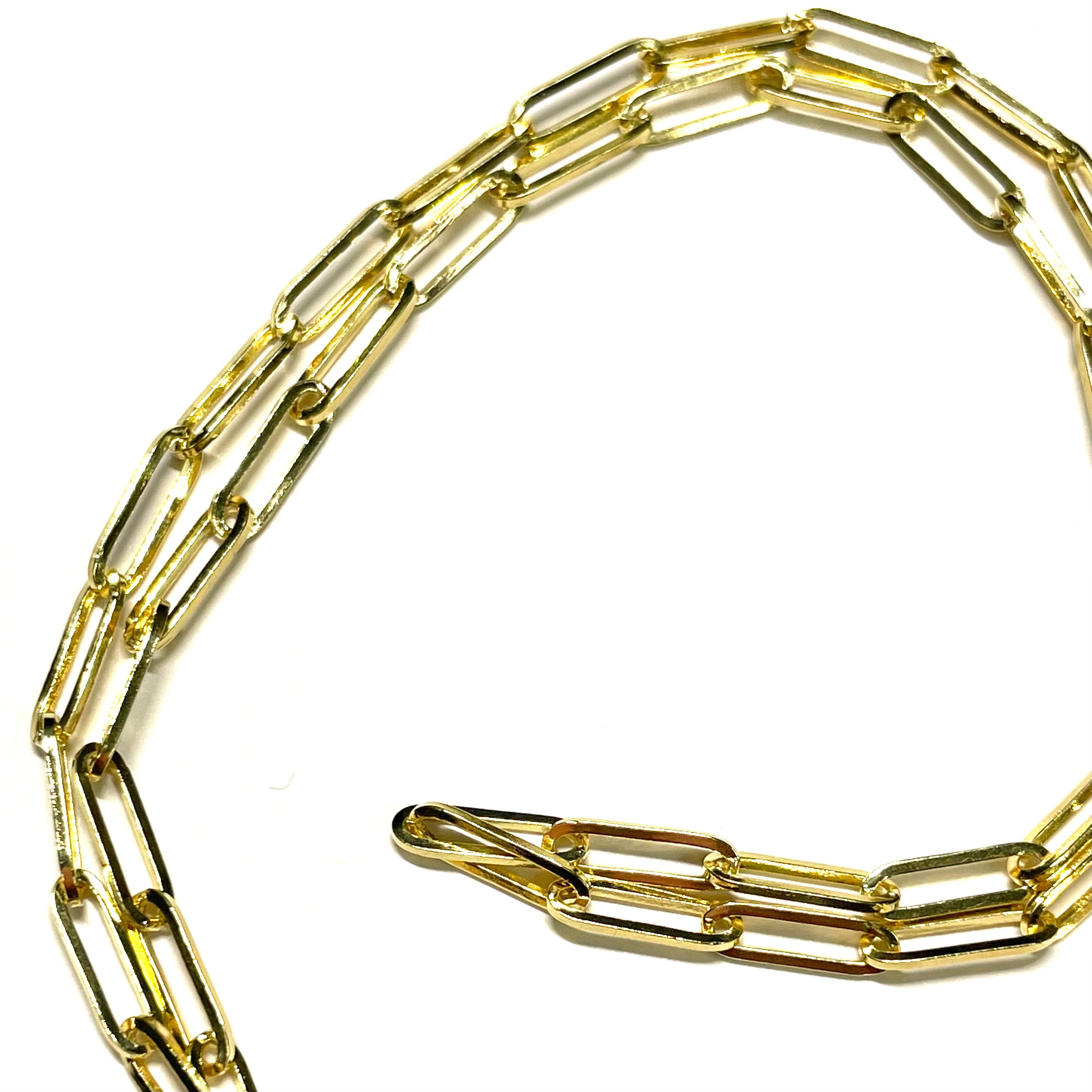 24" 14k Yellow Gold Paper Clip Chain Necklace