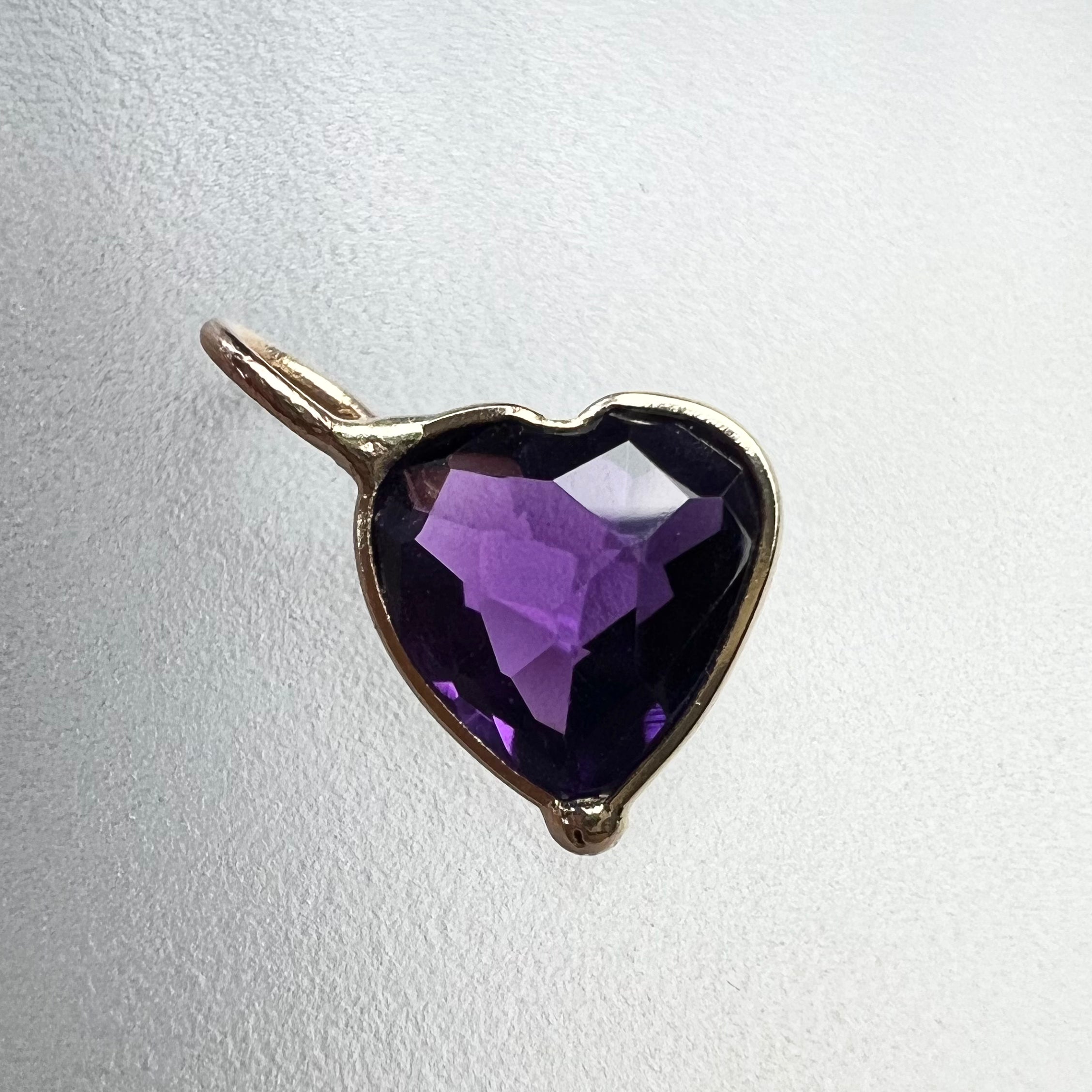 1.2CT Natural Amethyst 14K Yellow Gold Pendant Charm12x7mm