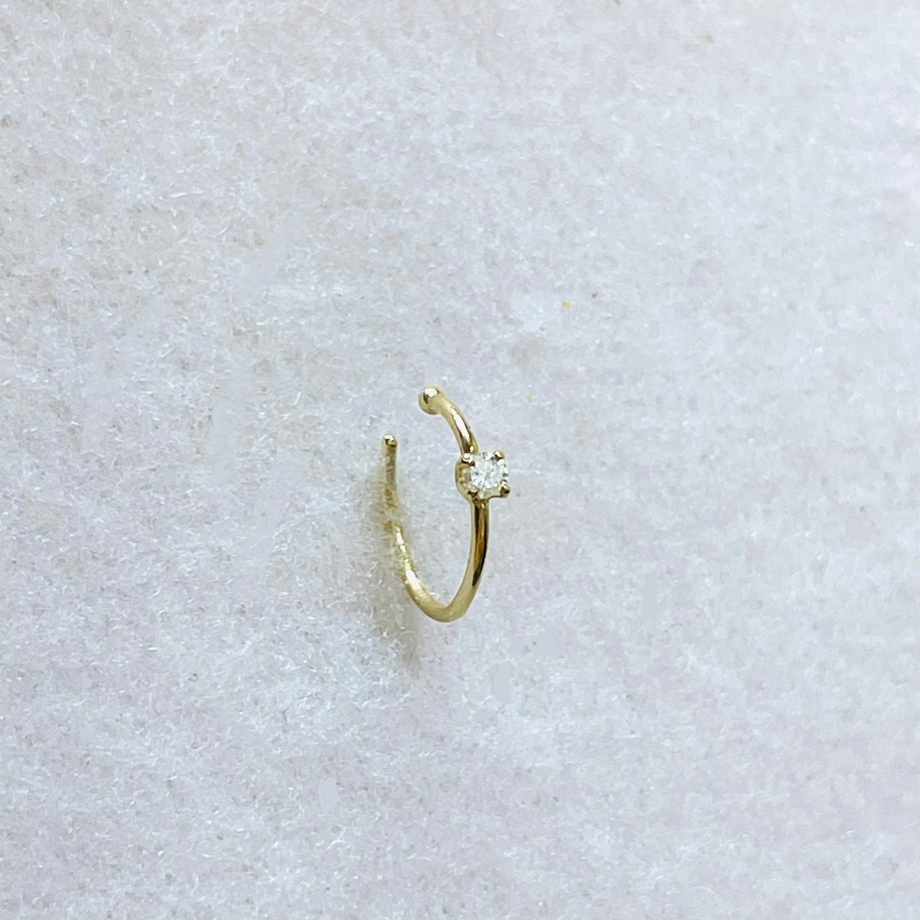 14K Yellow Gold .04CT Diamond Ear Cuff or Faux Nose Stud