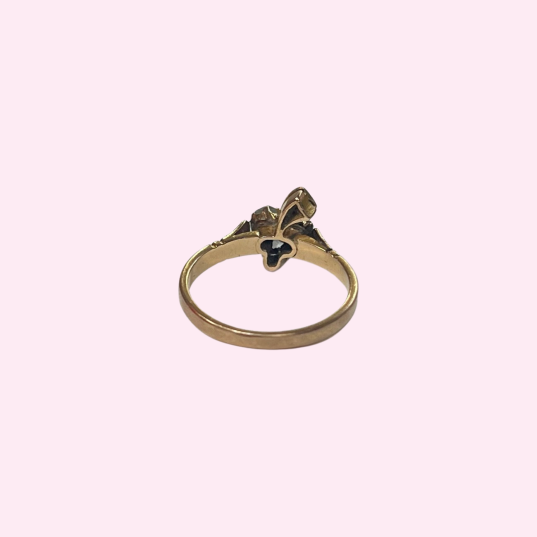 14K 3 Leaf Clover  Shamrock Yellow Gold Ring Size 8