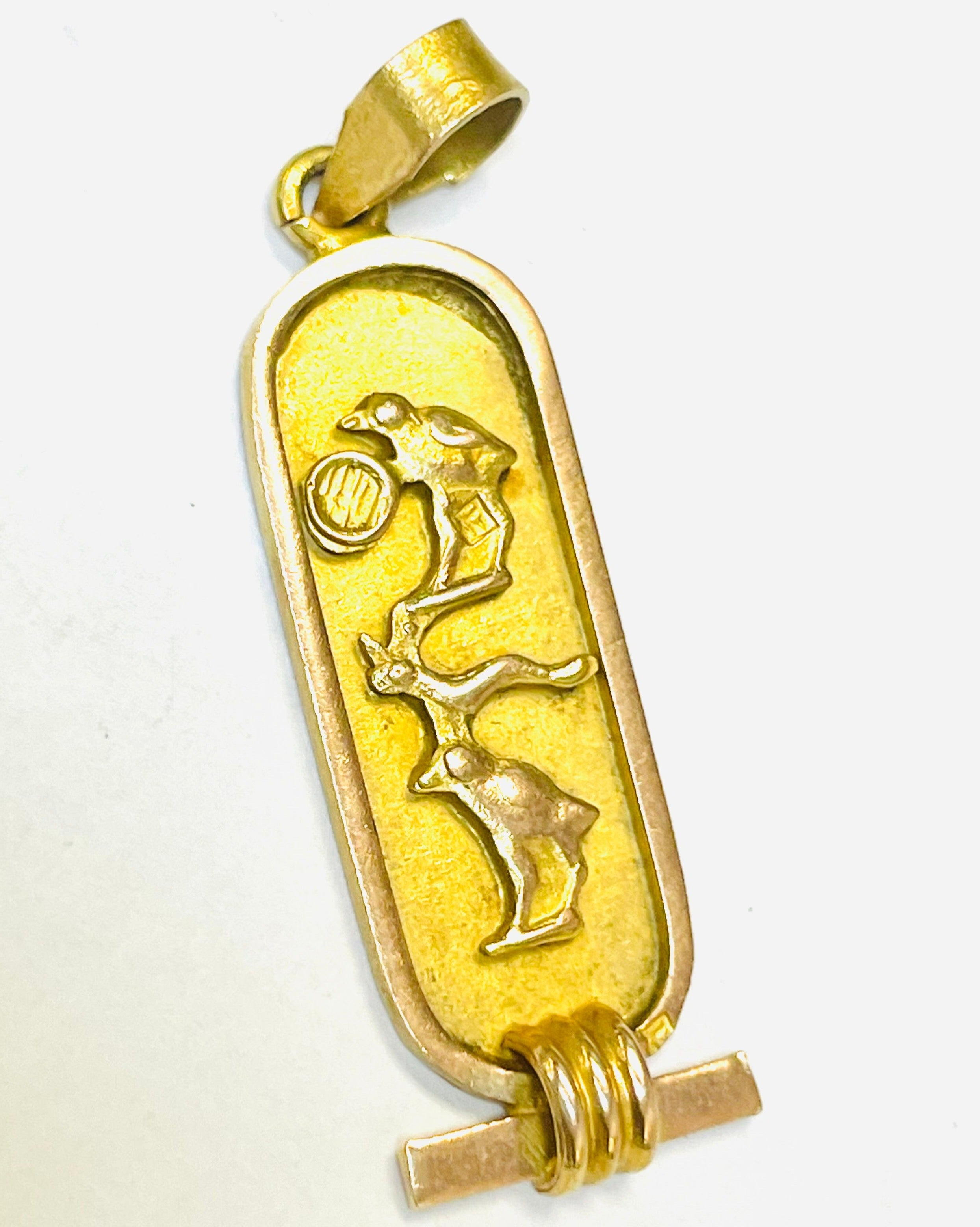 Unique Hieroglyphic 18K Yellow Gold Pendant