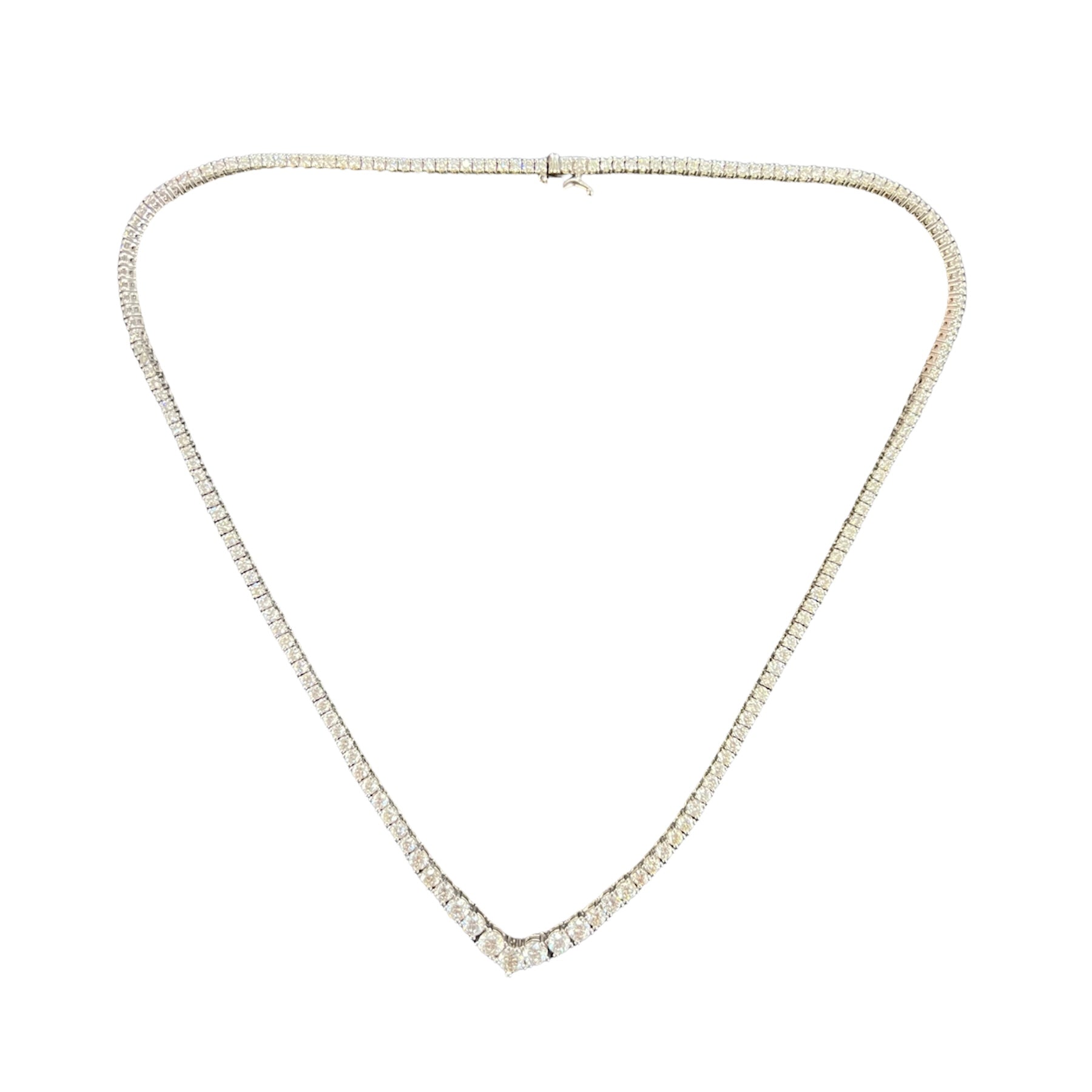 3.5CTW Diamond 14K White Gold Tennis Necklace 16”
