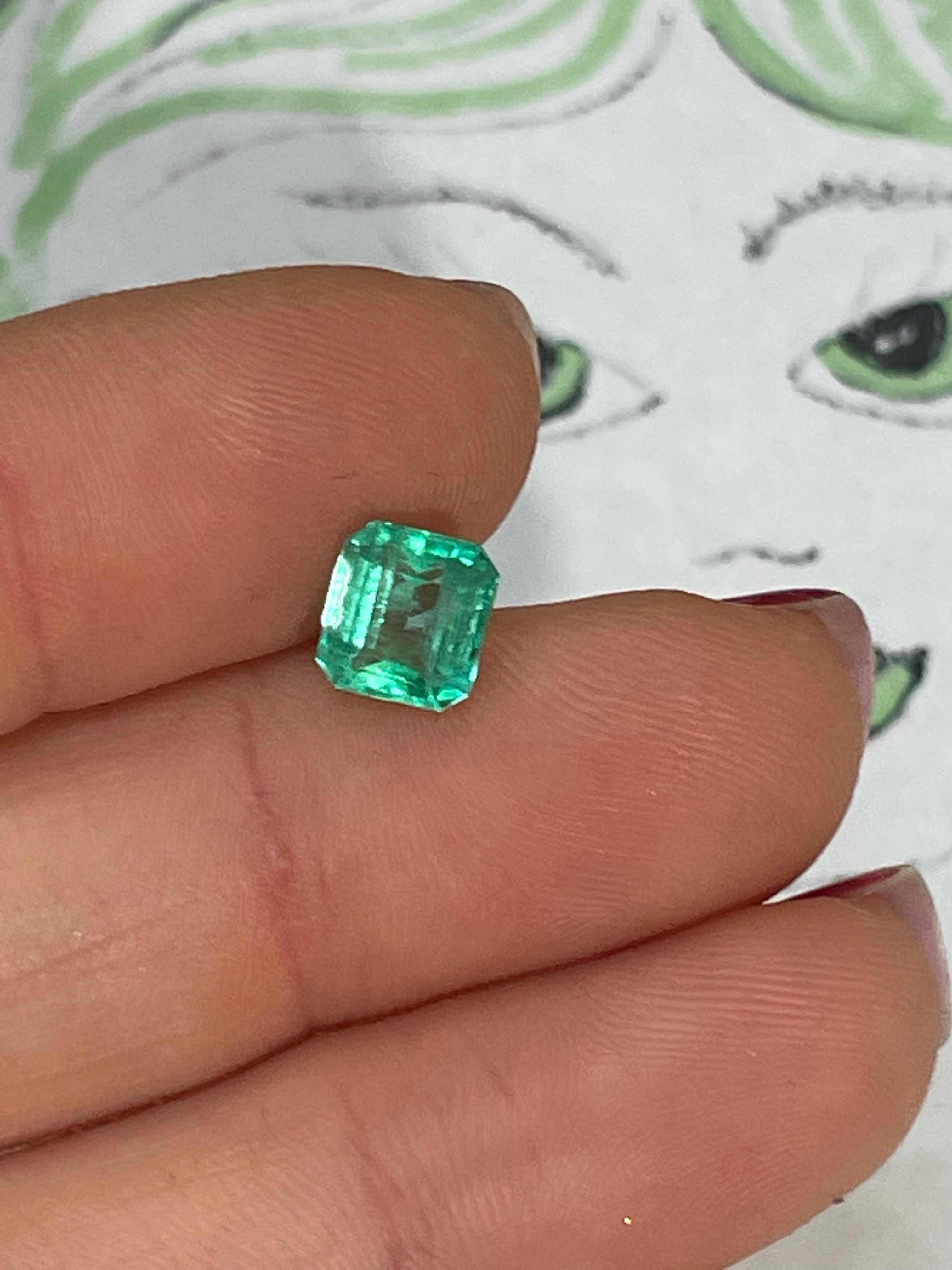 1.22CT Colombian Emerald Loose Emerald Cut 6.5x6mm