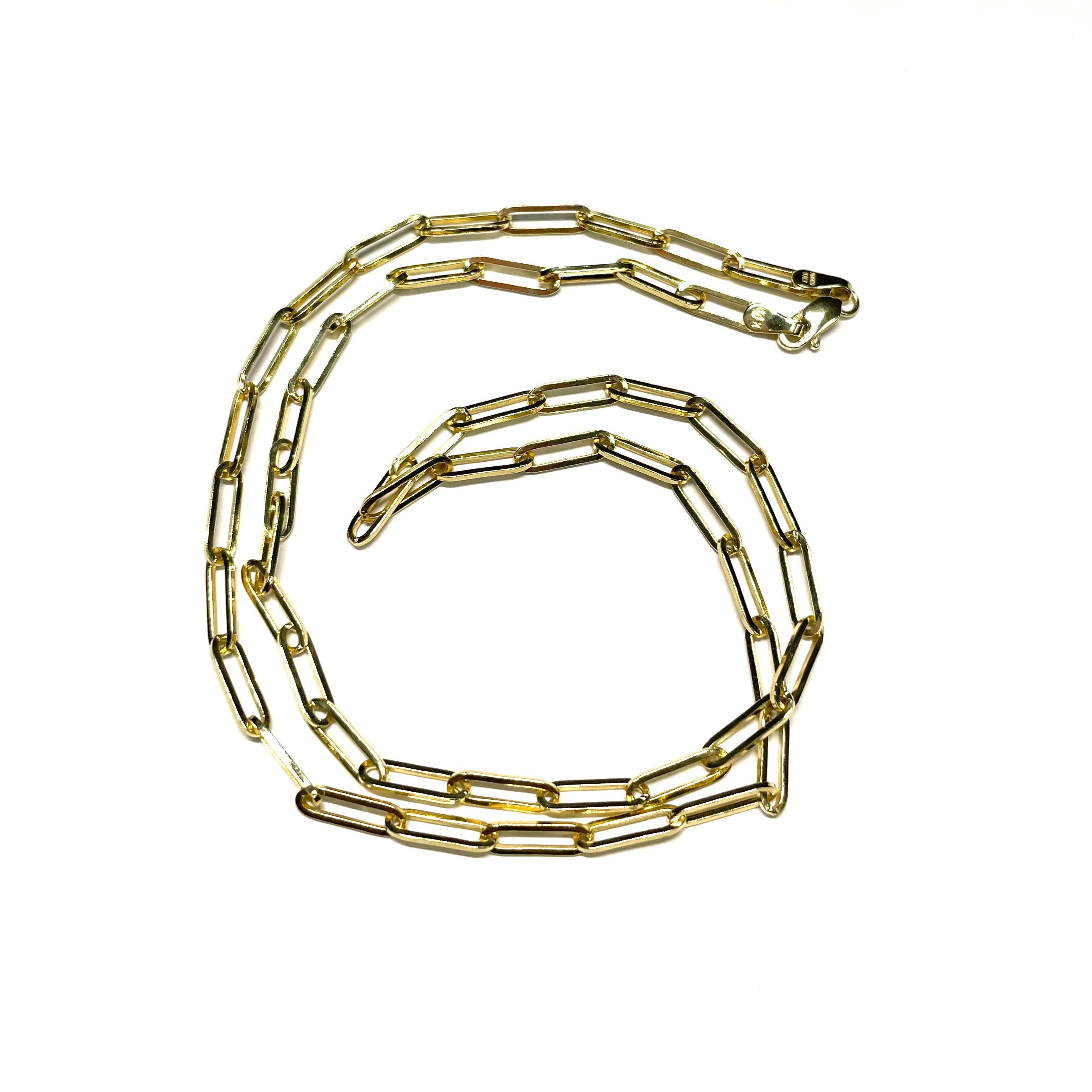 18" 14k Yellow Gold Paper Clip Chain Necklace