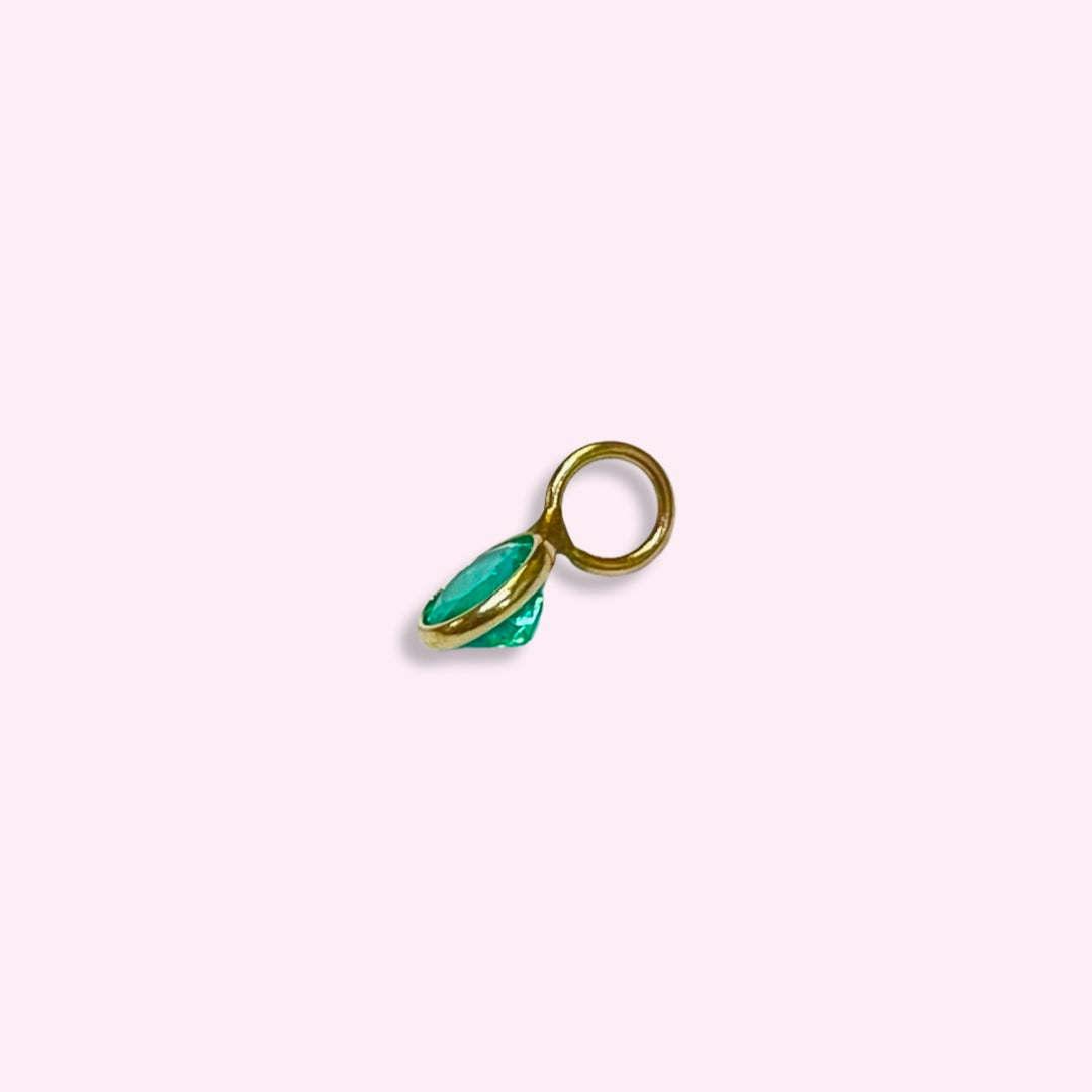 14K Yellow Gold Emerald Pendant Gem Charm