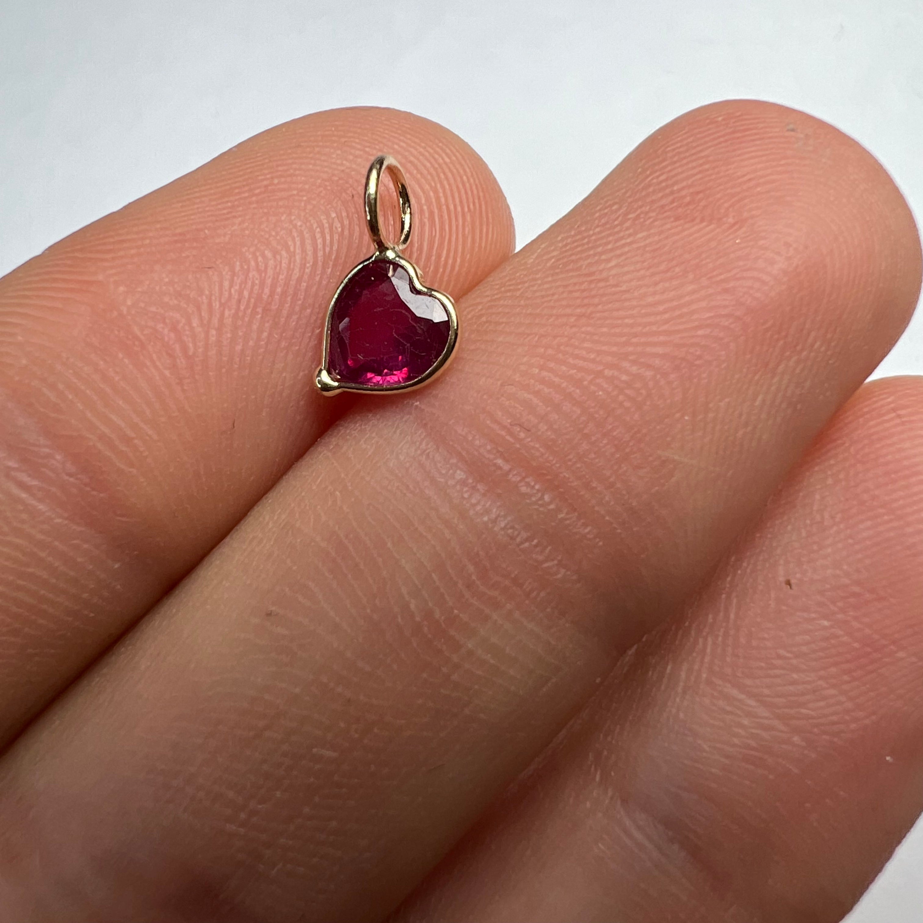 1.03CT Natural Ruby Heart 14K Yellow Gold Pendant Charm 10x6mm