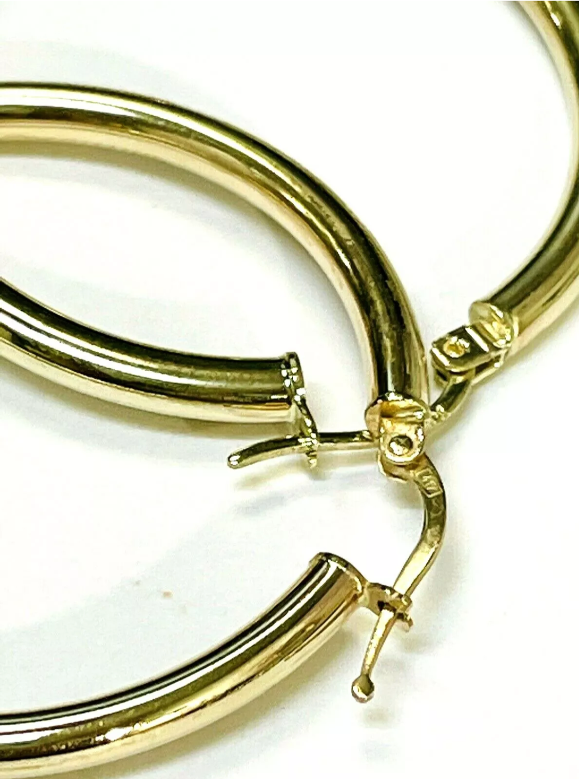 10K Yellow Gold 1.6” 3mm Thick Tube Hoop Earrings