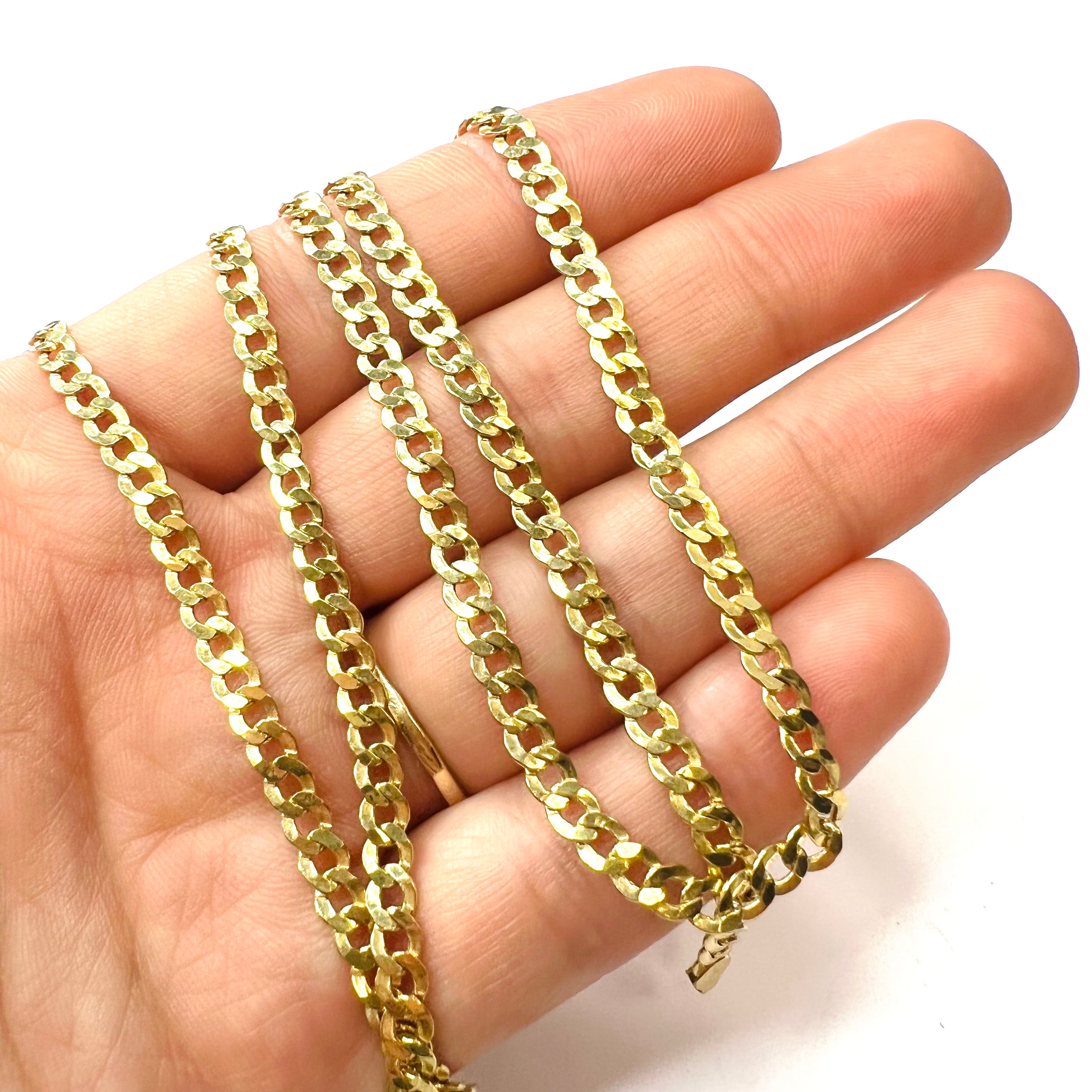 30" 4mm 10K Yellow Gold Cuban Link Chain Necklace