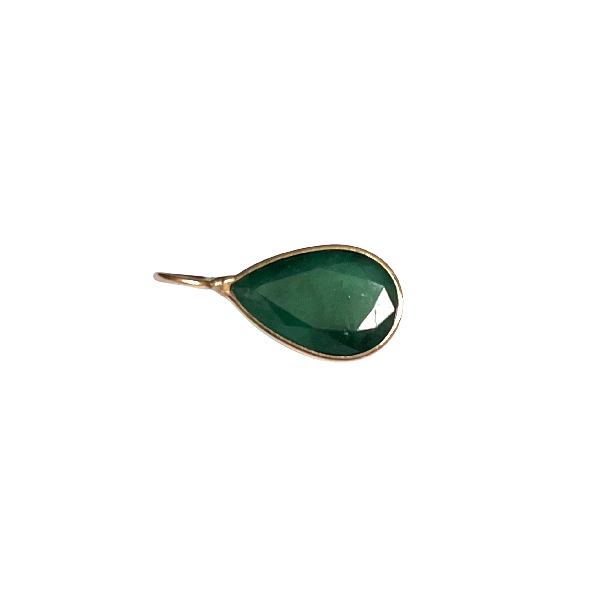 2.26ct Dark Pear Colombian Emerald 14K Yellow Gold Pendant Charm 16x8mm