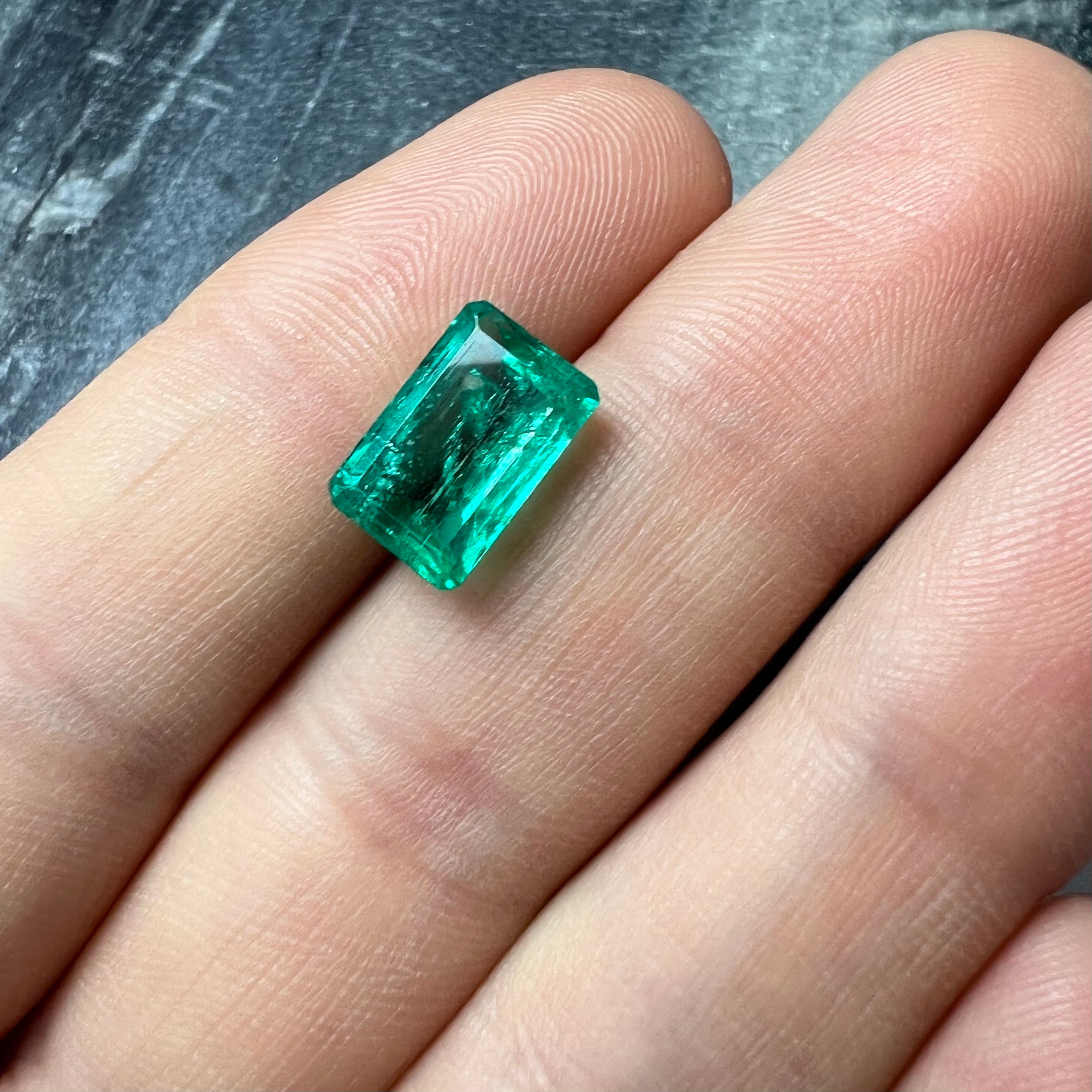 3.73CT Loose Natural Colombian Emerald Octagonal Step Cut 11.22x7.42x5.17mm