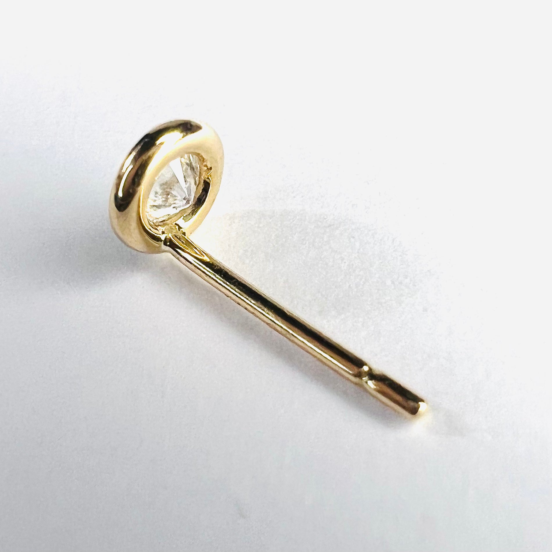 .11ct Natural Diamond 14K Yellow Gold Single Earring Stud 5mm
