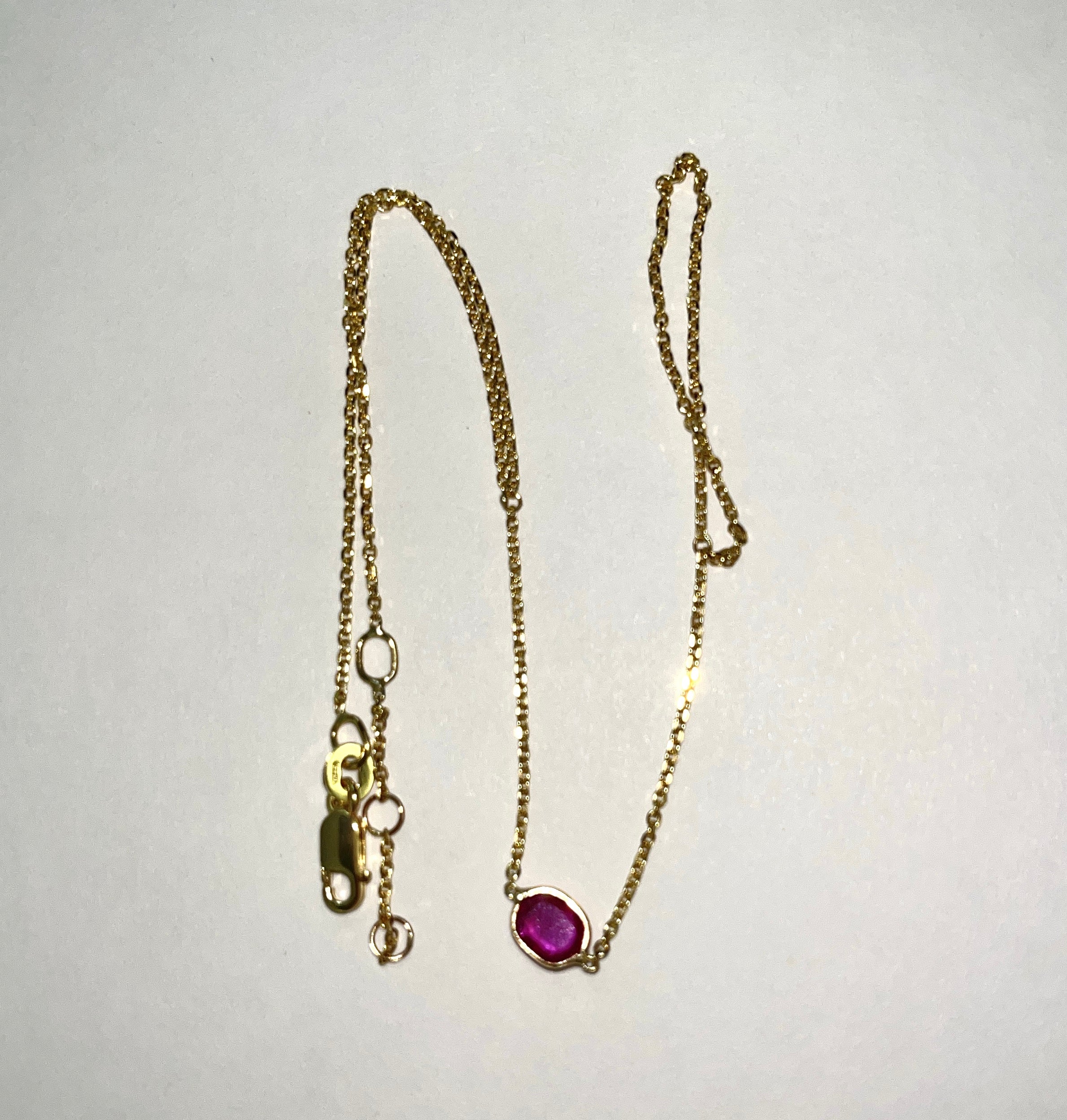 Oval Ruby Hand Chain Bracelet in Solid 14K Yellow Gold