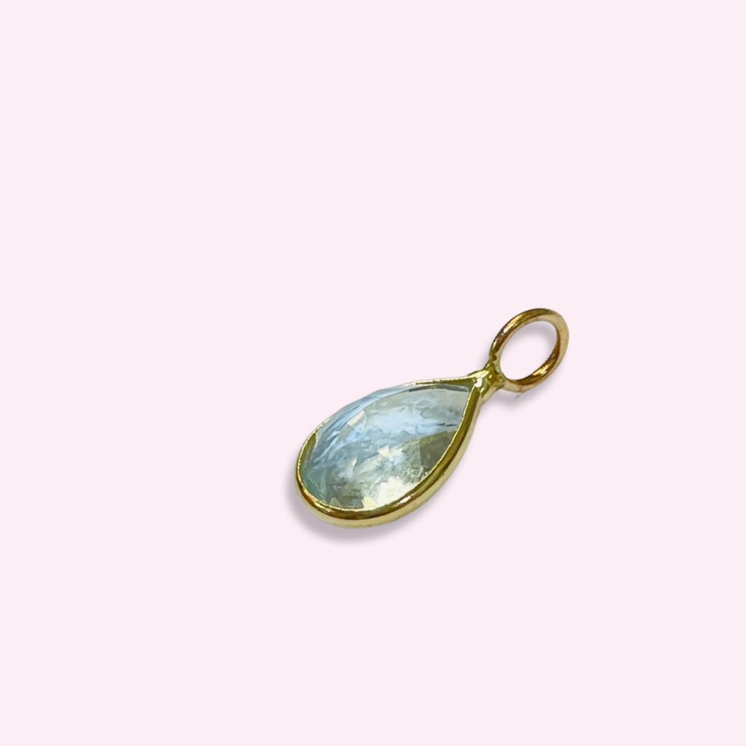 Aquamarine 14K Yellow Gold Pendant Gem Charm