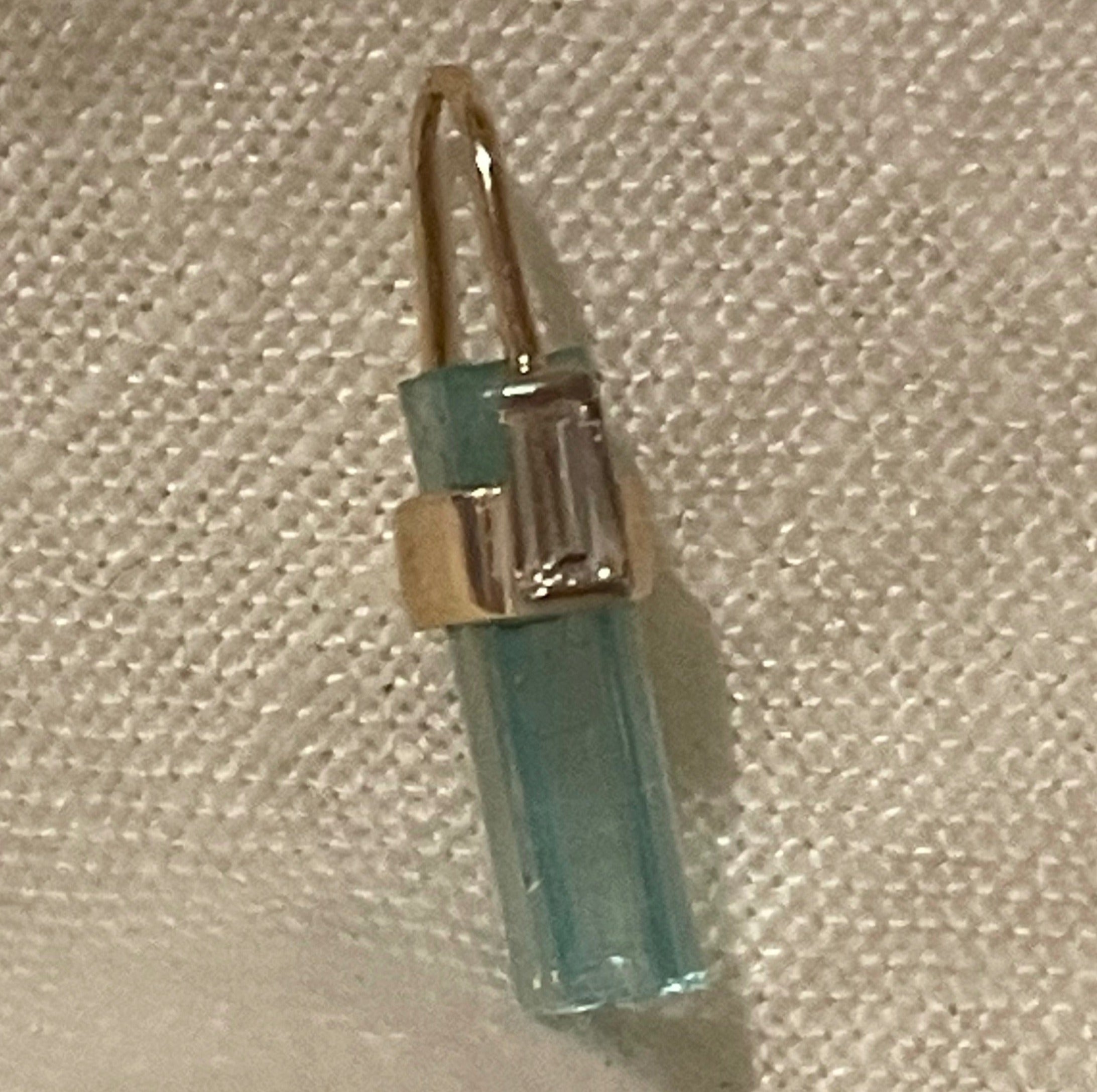 Natural Rough Colombian Emerald and Baguette Diamond Pendant Charm