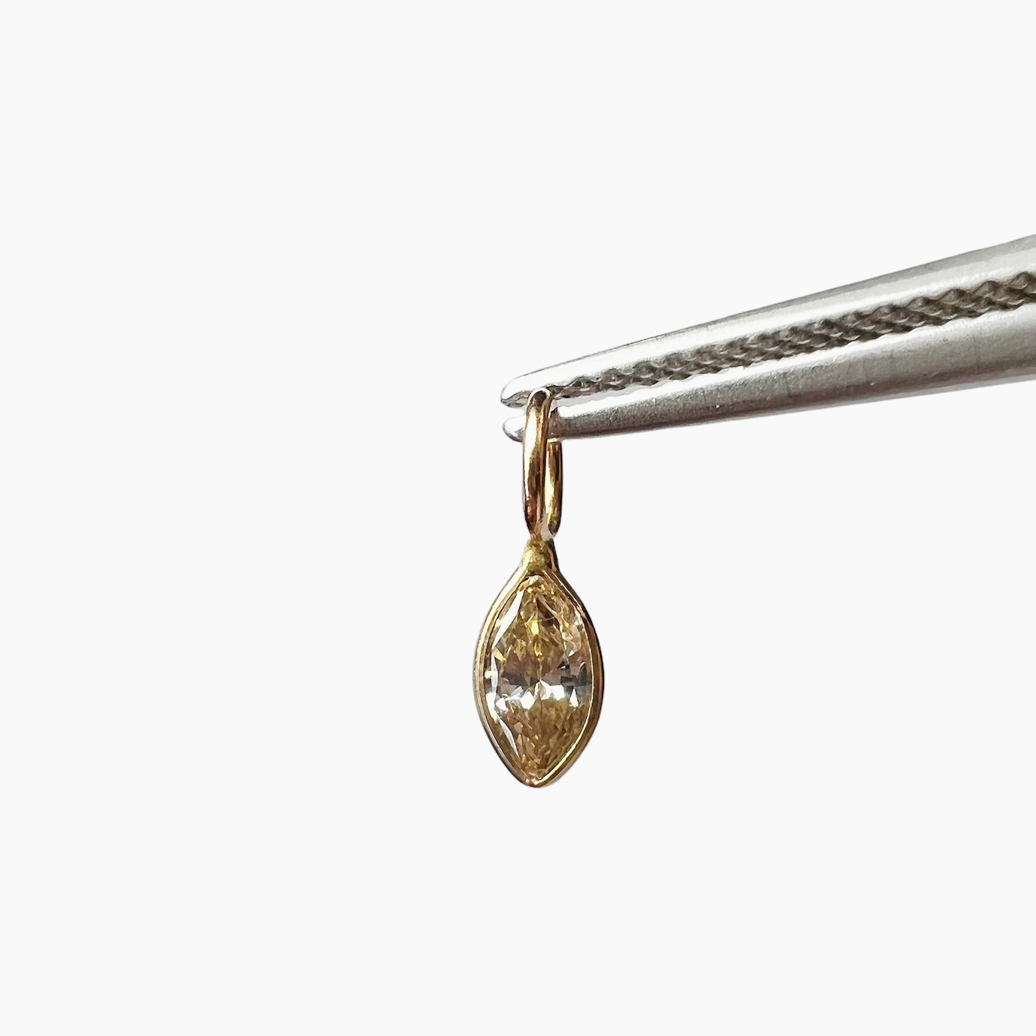 .15CT Natural Champagne Marquise Diamond 14K Yellow Gold Pendant Charm 11x4mm