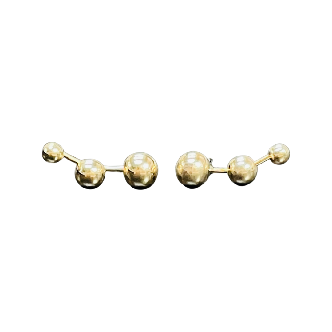 14K Yellow Gold Ball Crawler Stud Earrings