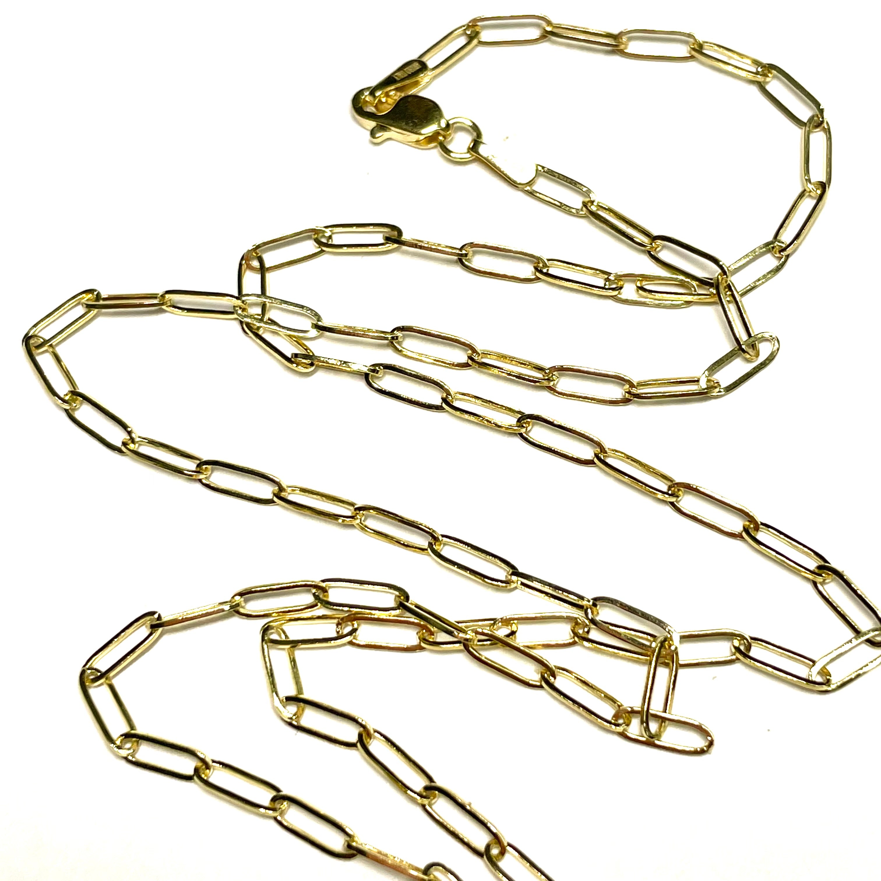 Paper Clip Chain 22” 6x2mm 10k Yellow Gold