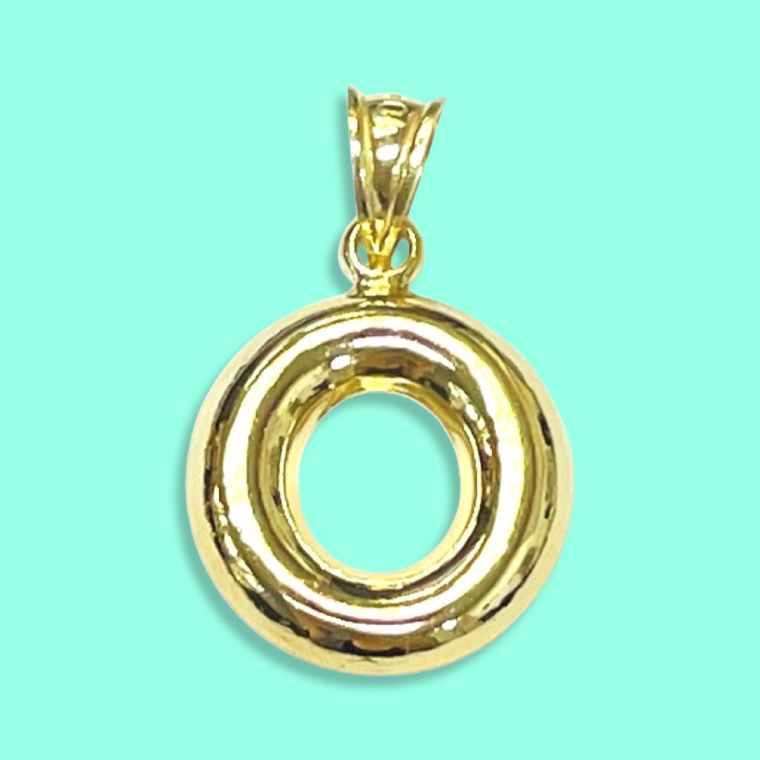 Puffy Balloon Letter 10K Yellow Gold Pendants