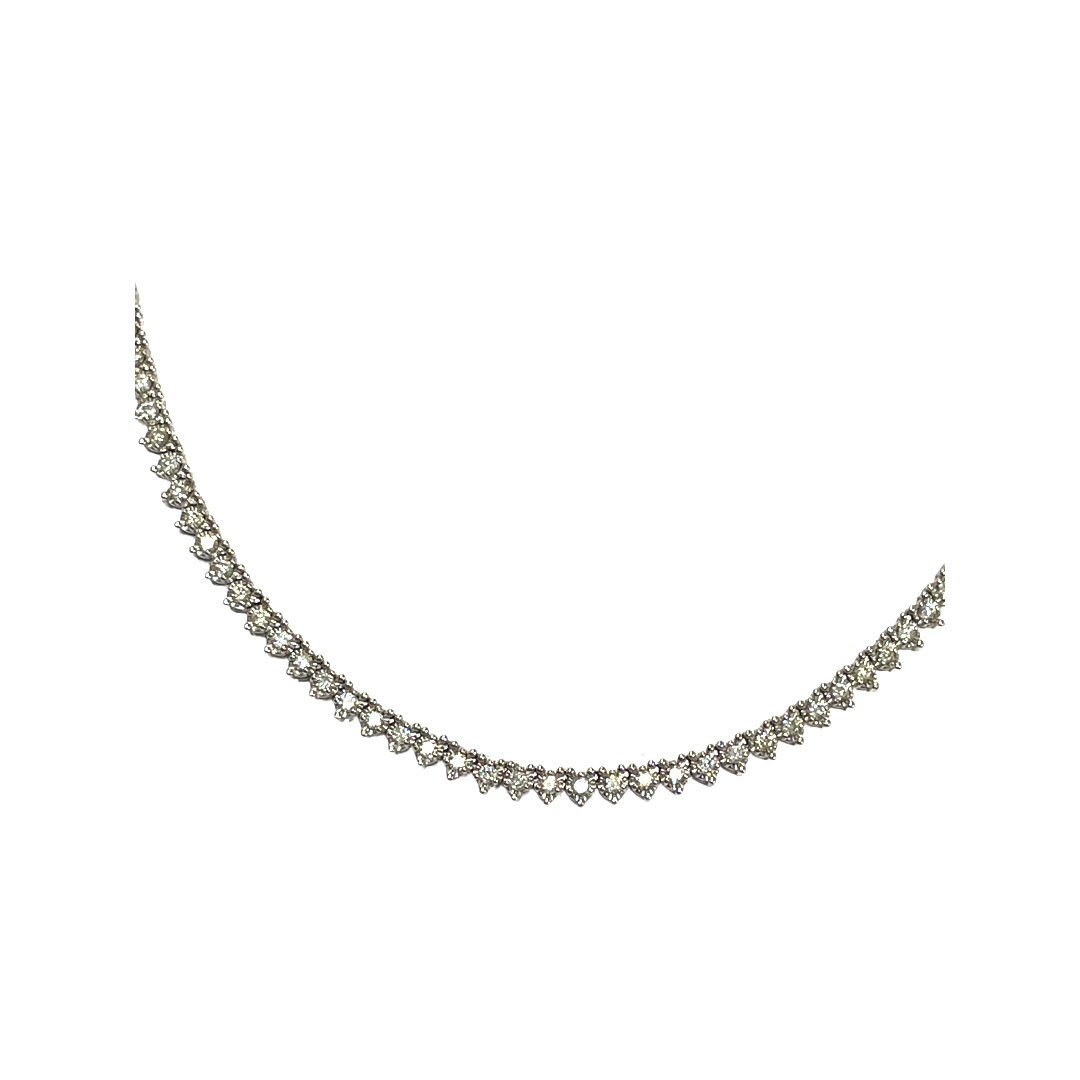 2.55CT Diamond 14K White Gold Adjustable Riviera Necklace Collar Choker