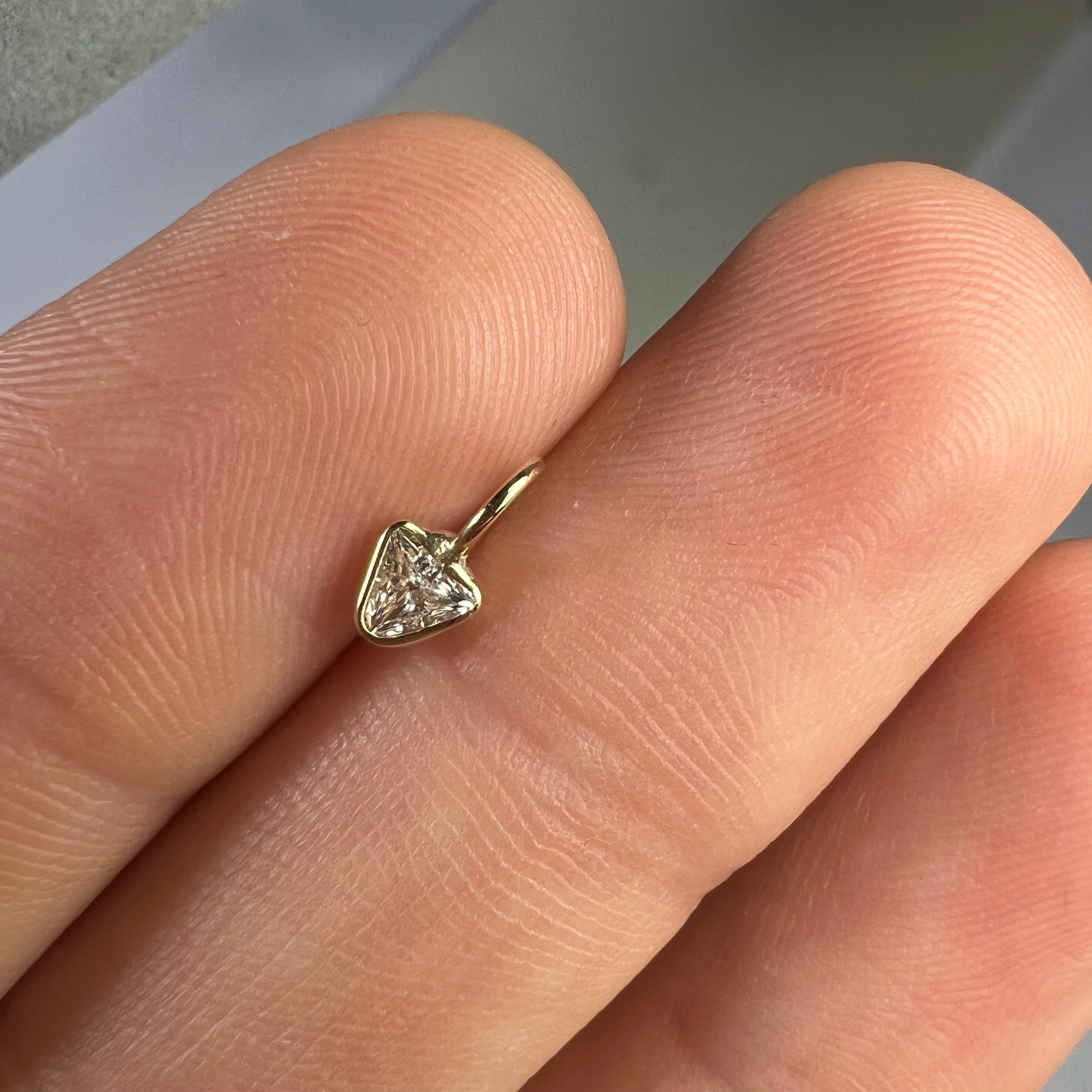 .12ct Trillion Cut Dimond Charm 14K Yellow Gold