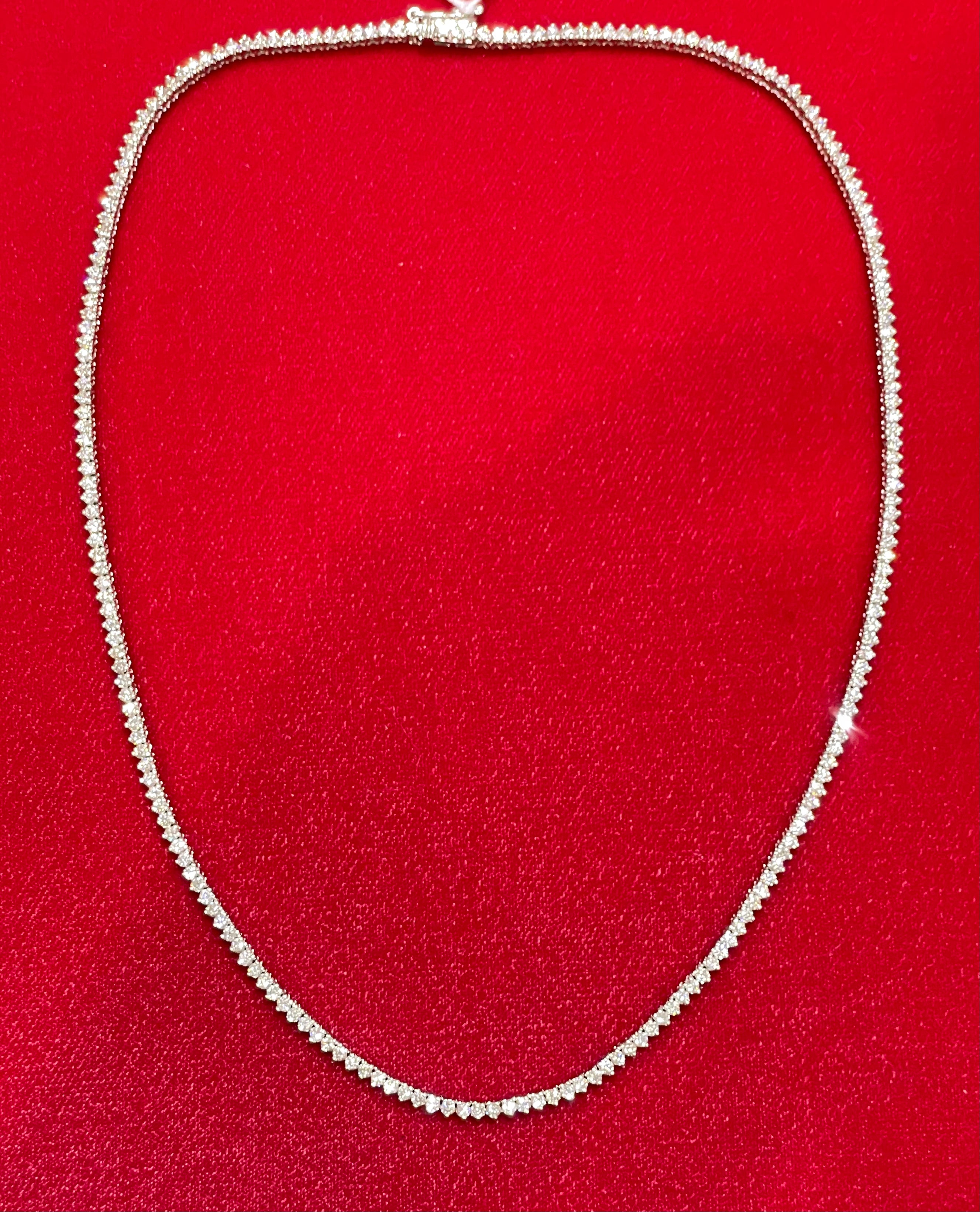 5CT Tennis Riviera Necklace 14k White Gold 16” long