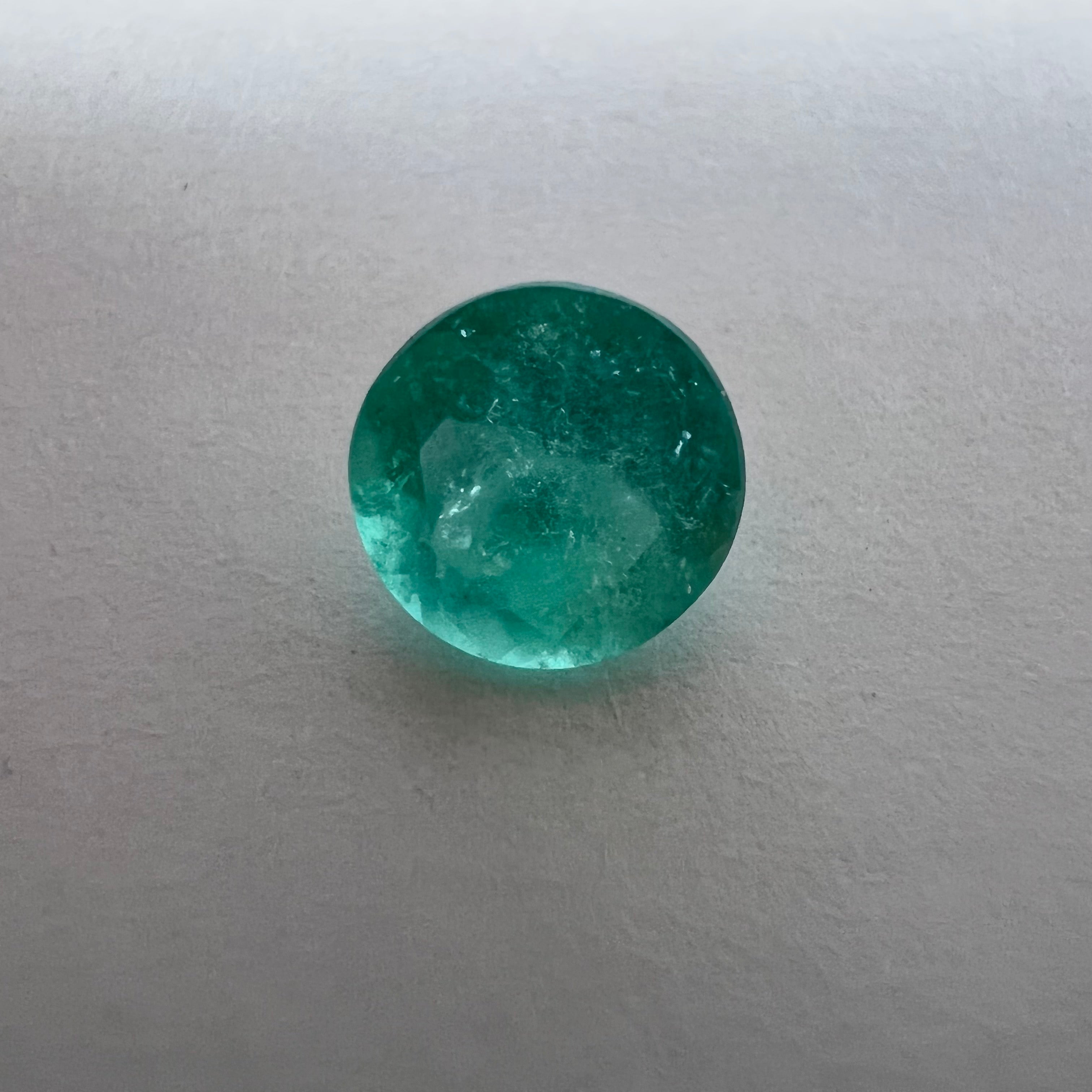 1.17CT Loose Natural Colombian Emerald Brilliant Cut Round Shape 7.11x4.37mm