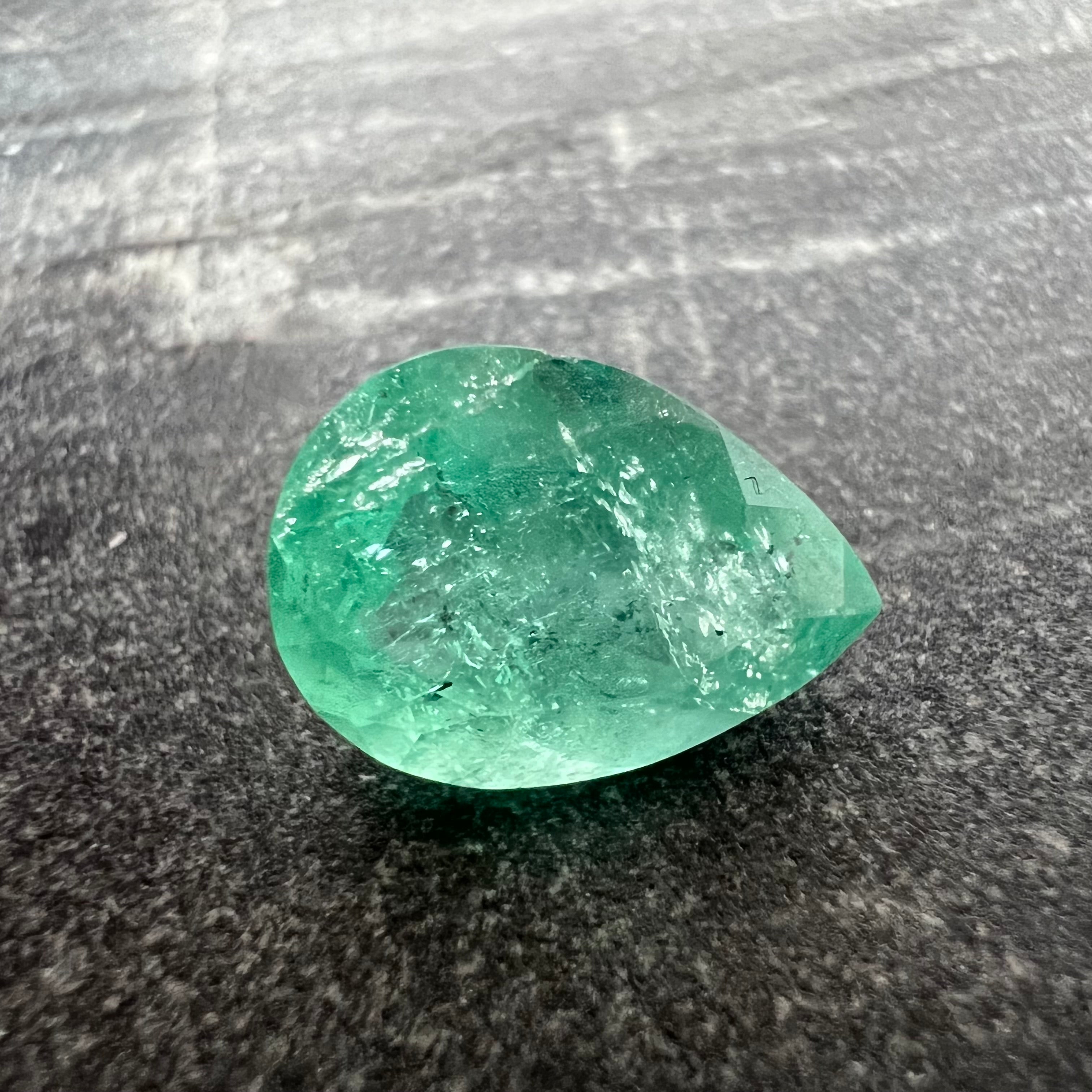 4.36CT Natural Colombian Emerald Loose Pear Cut 13x10