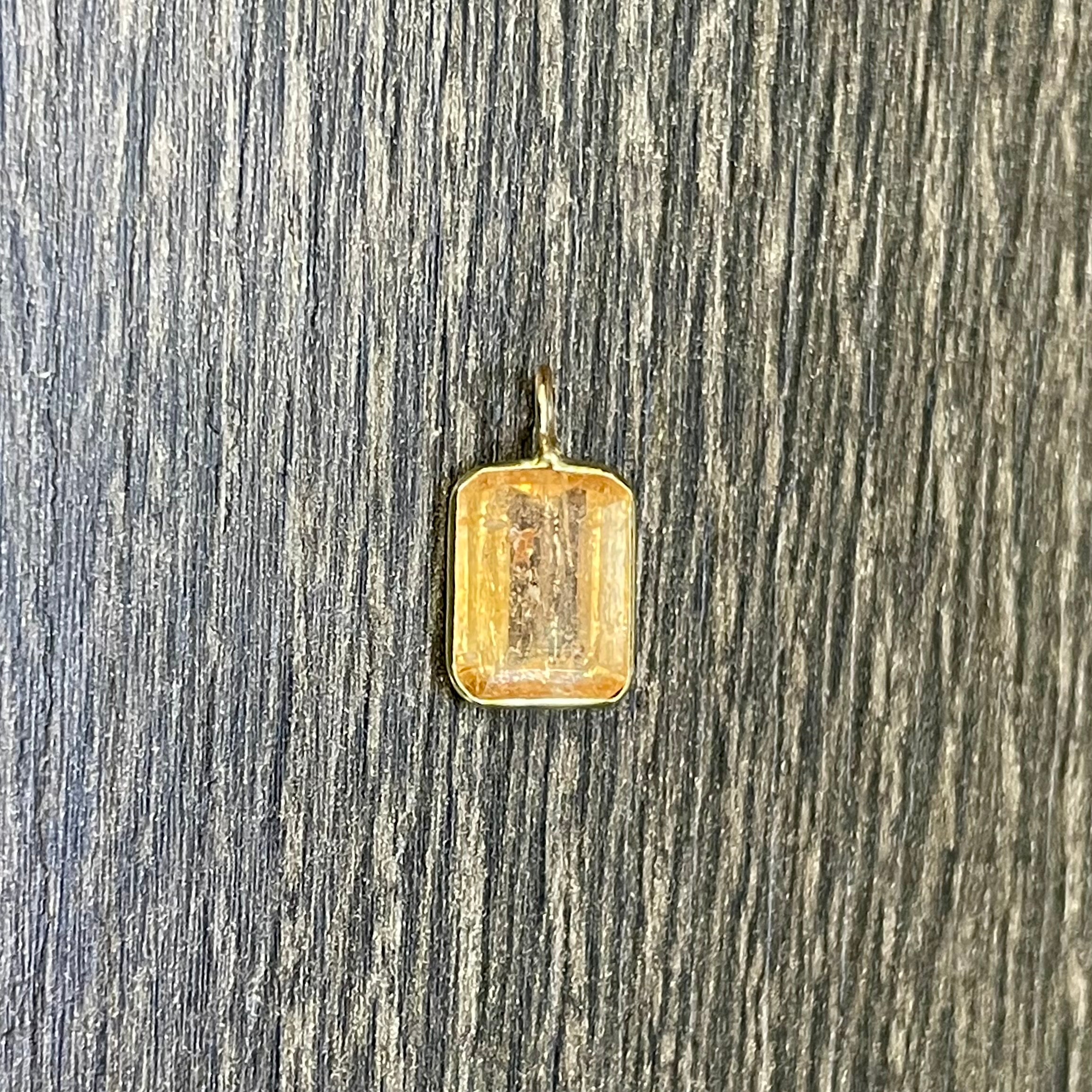 Natural Imperial Topaz 14K Yellow Gold Pendant Charm 16x8.5mm