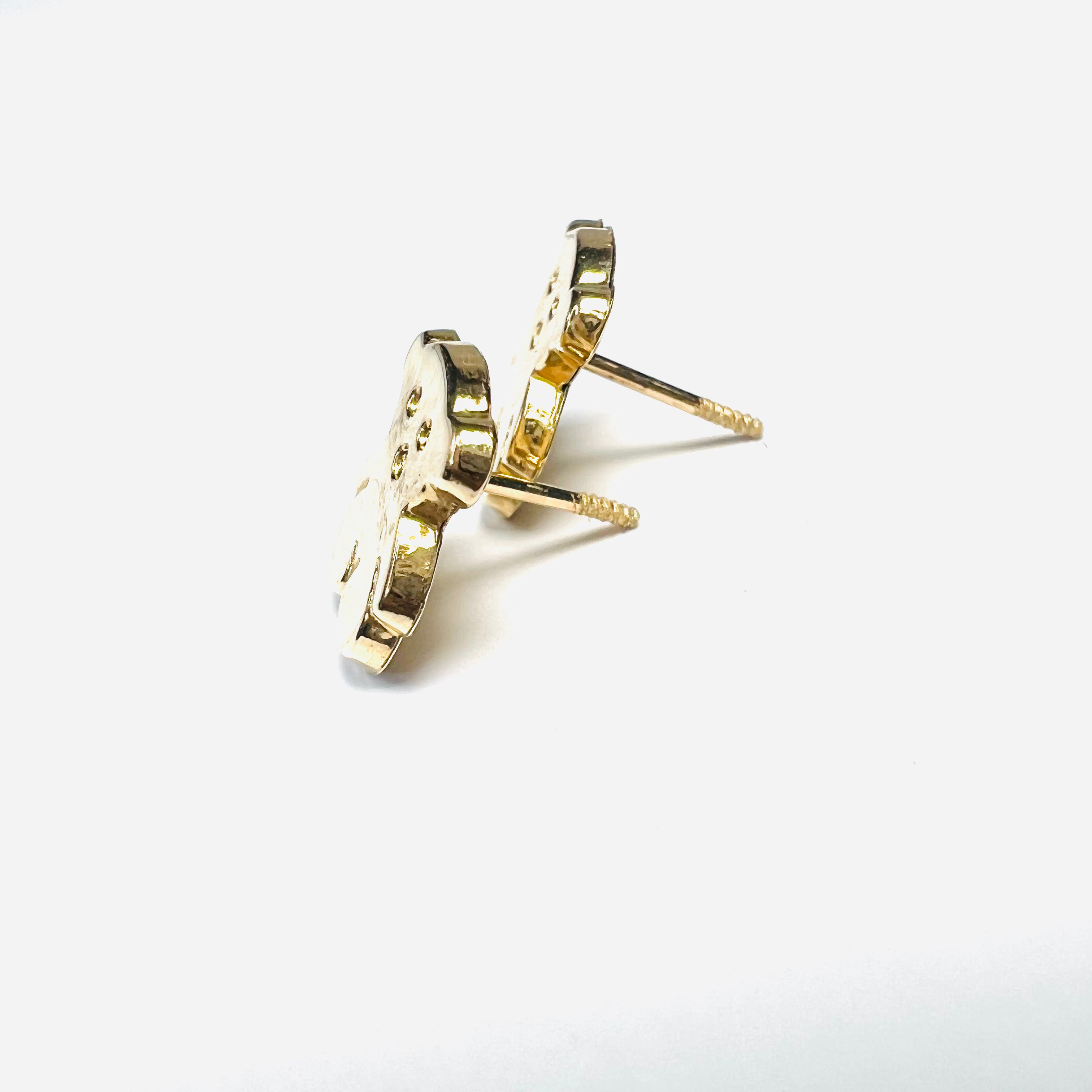 Cute! Teddy Bear In 14K Yellow gold Studs 10x9mm