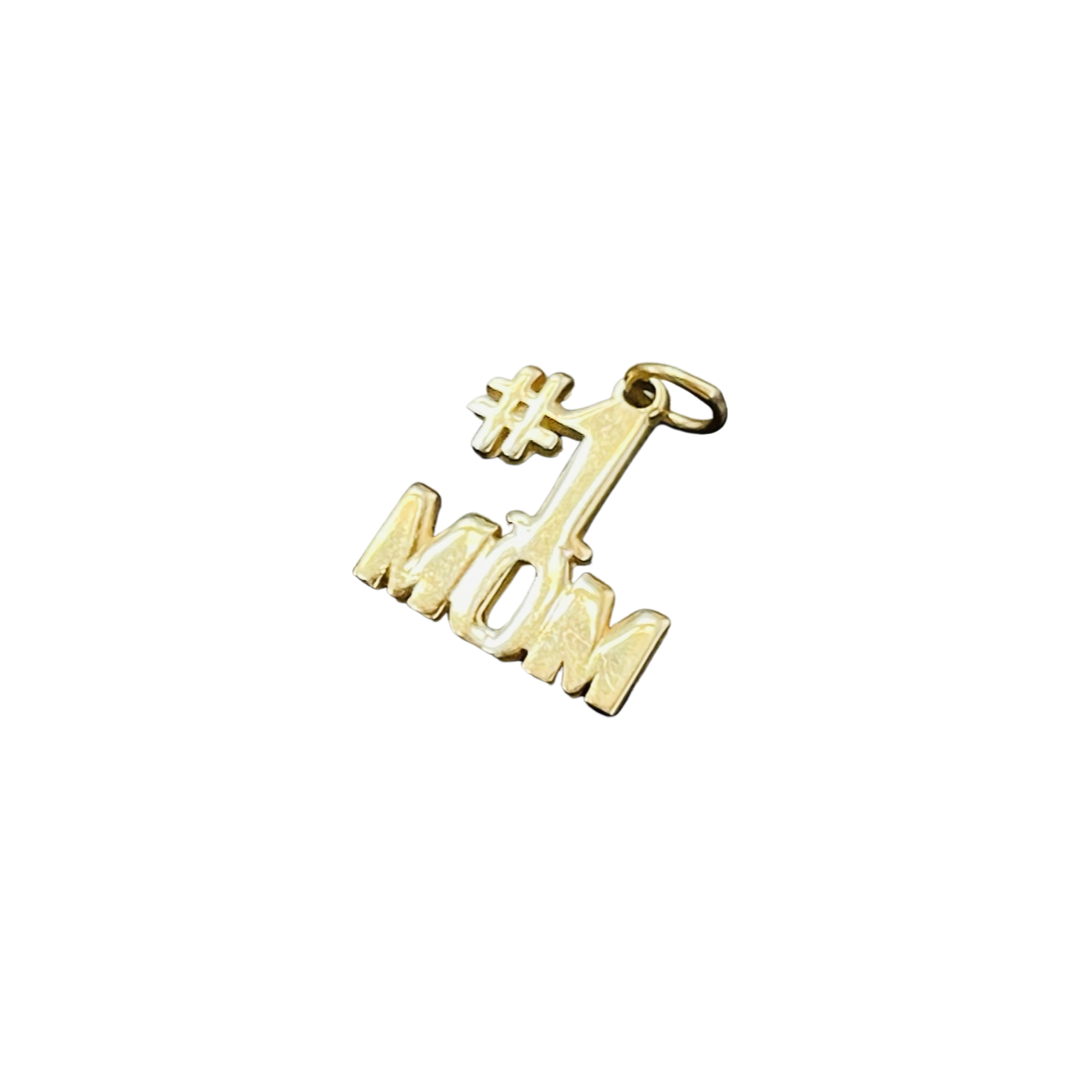 Number 1 Mom 14K Gold Charm Pendant