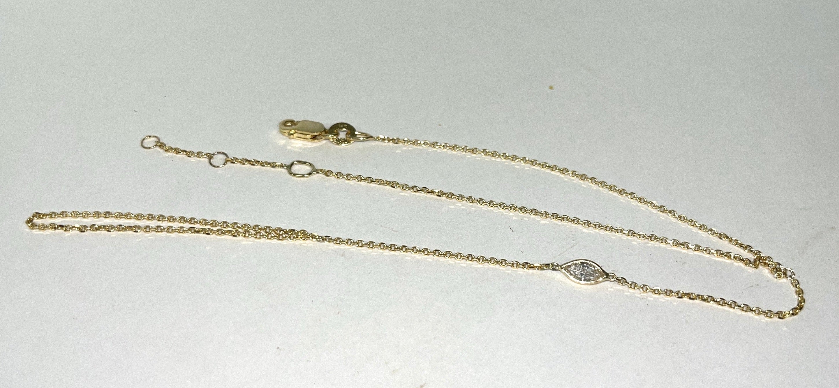 Marquise Diamond Hand Chain in Solid 14K Yellow Gold 7.5"