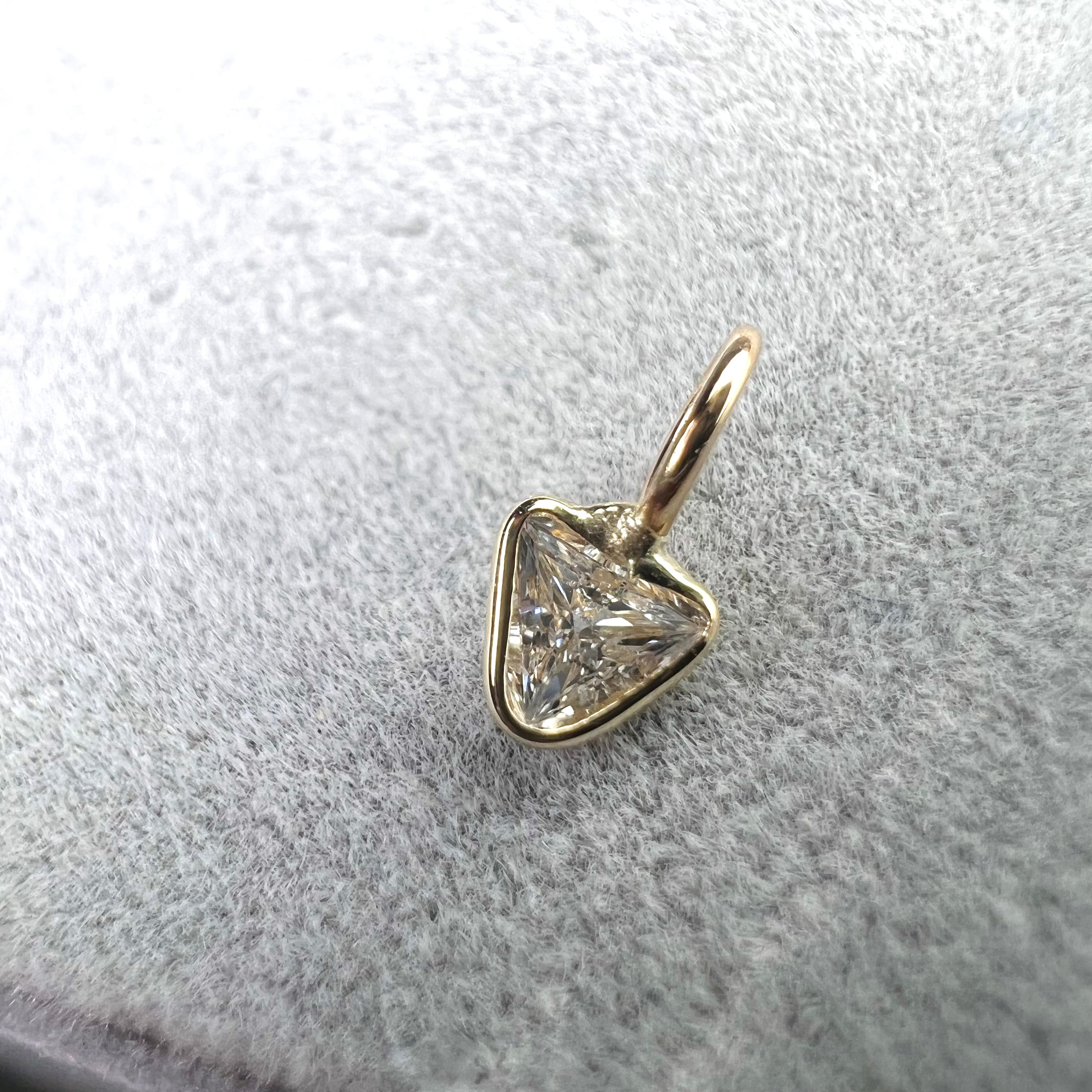 .12ct Trillion Cut Dimond Charm 14K Yellow Gold