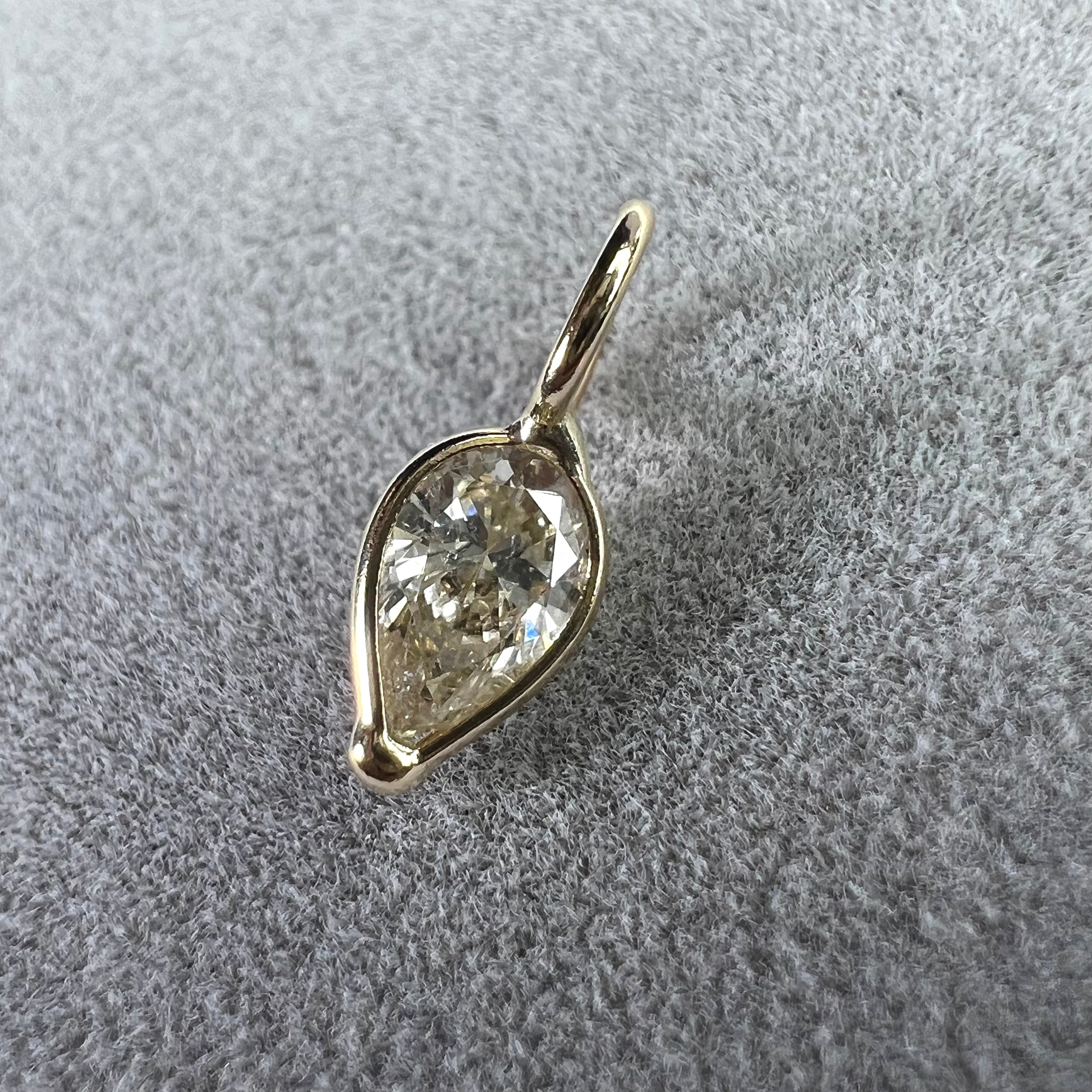 .25ct Pear Diamond Pendant Charm 14K Gold 10x4mm