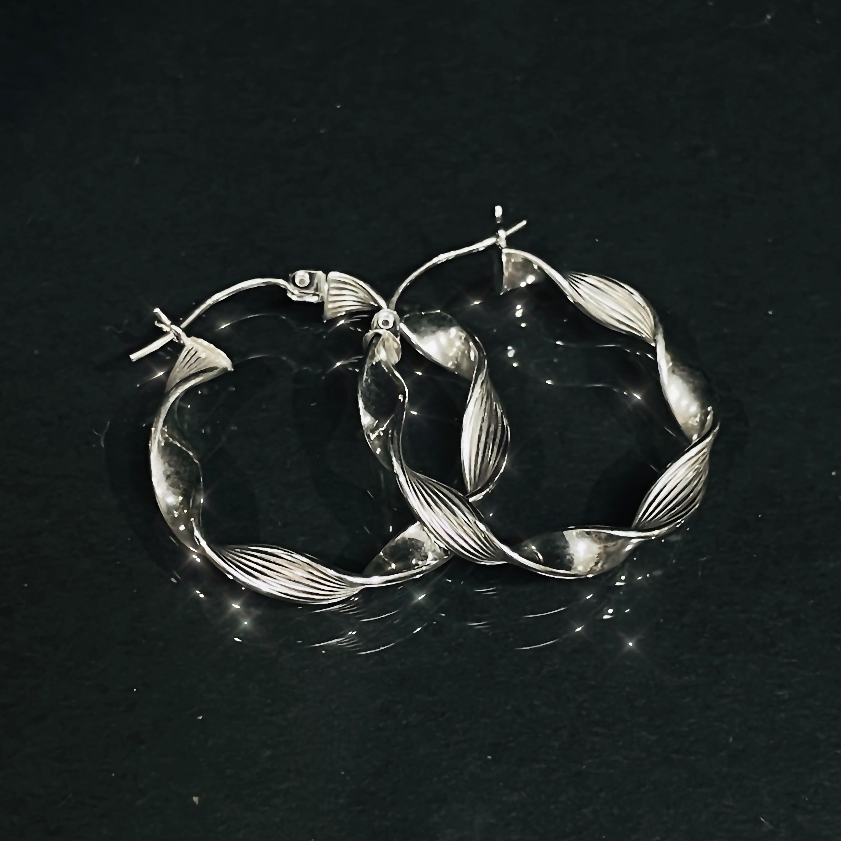 1.2” 4mm 14K White Gold Twisted Hoop Earrings