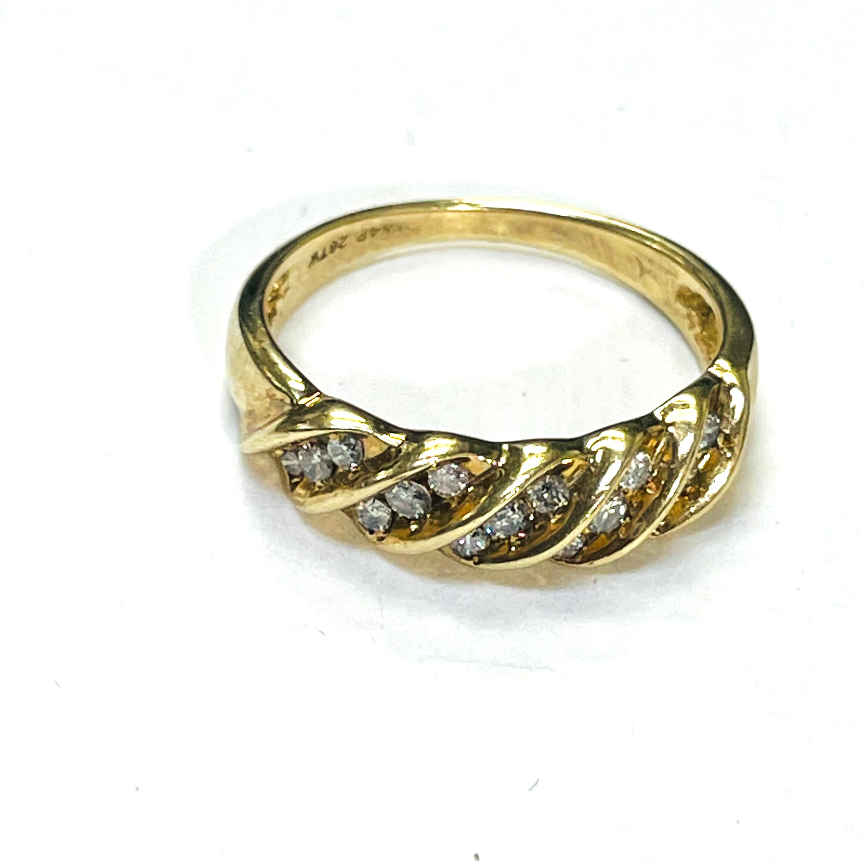 Solid 14k Yellow Gold Diamond Ring Size 7