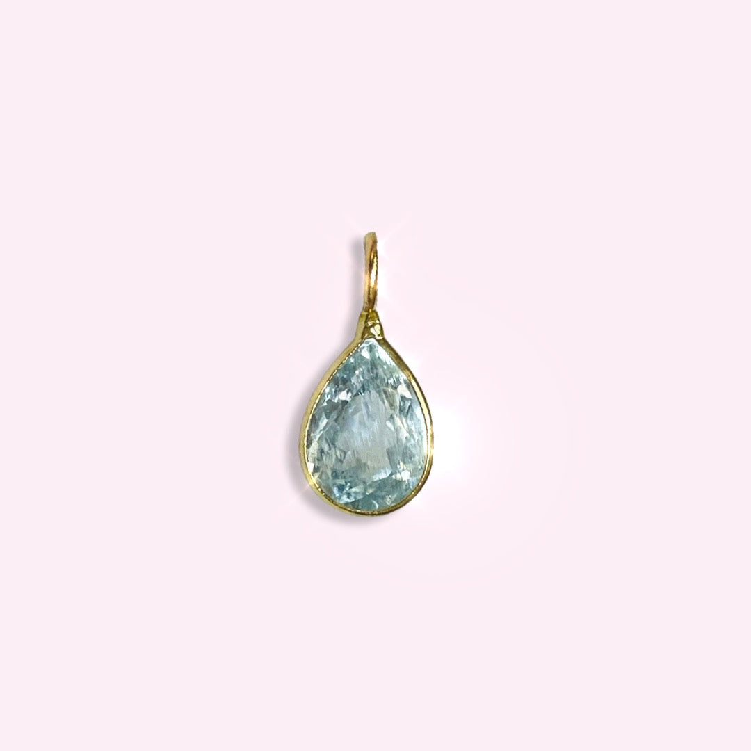 Aquamarine 14K Yellow Gold Pendant Gem Charm