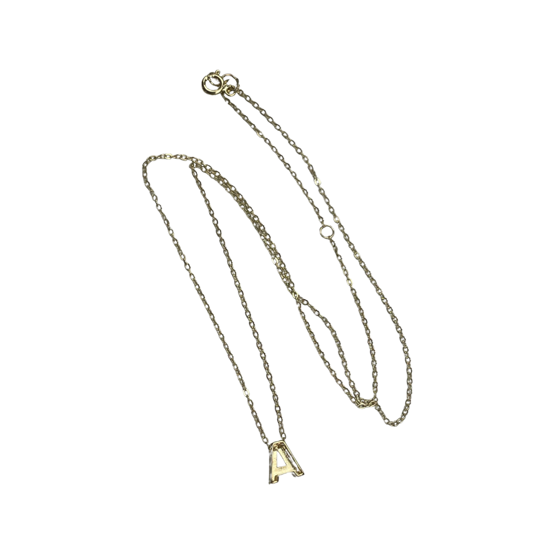 14K Yellow Gold Initial A Pendant Necklace